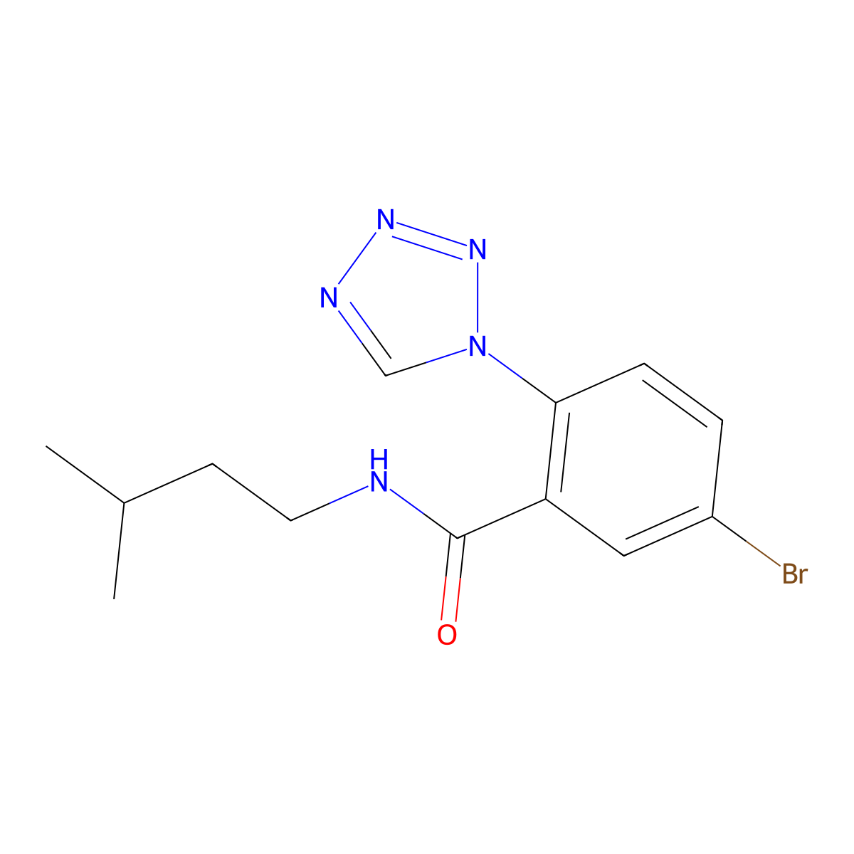 5-bromo-N-(3-methylbutyl)-2-(1H-tetrazol-1-yl)benzamide molecular structure, CAS 1010925-32-2