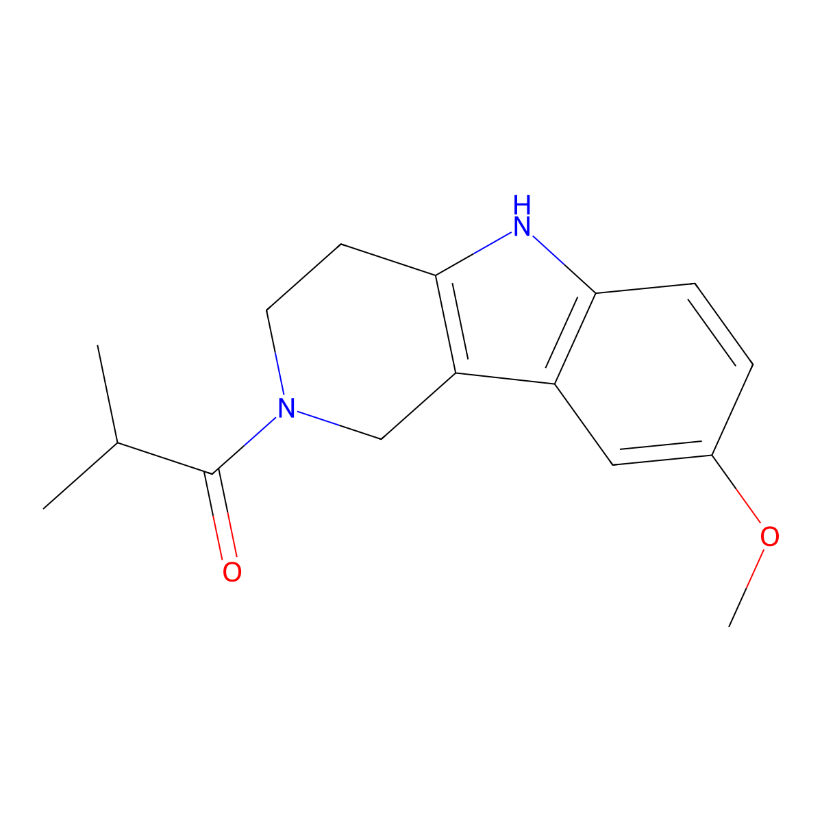 1-(8-methoxy-1,3,4,5-tetrahydro-2H-pyrido[4,3-b]indol-2-yl)-2-methylpropan-1-one molecular structure, CAS 1010925-34-4