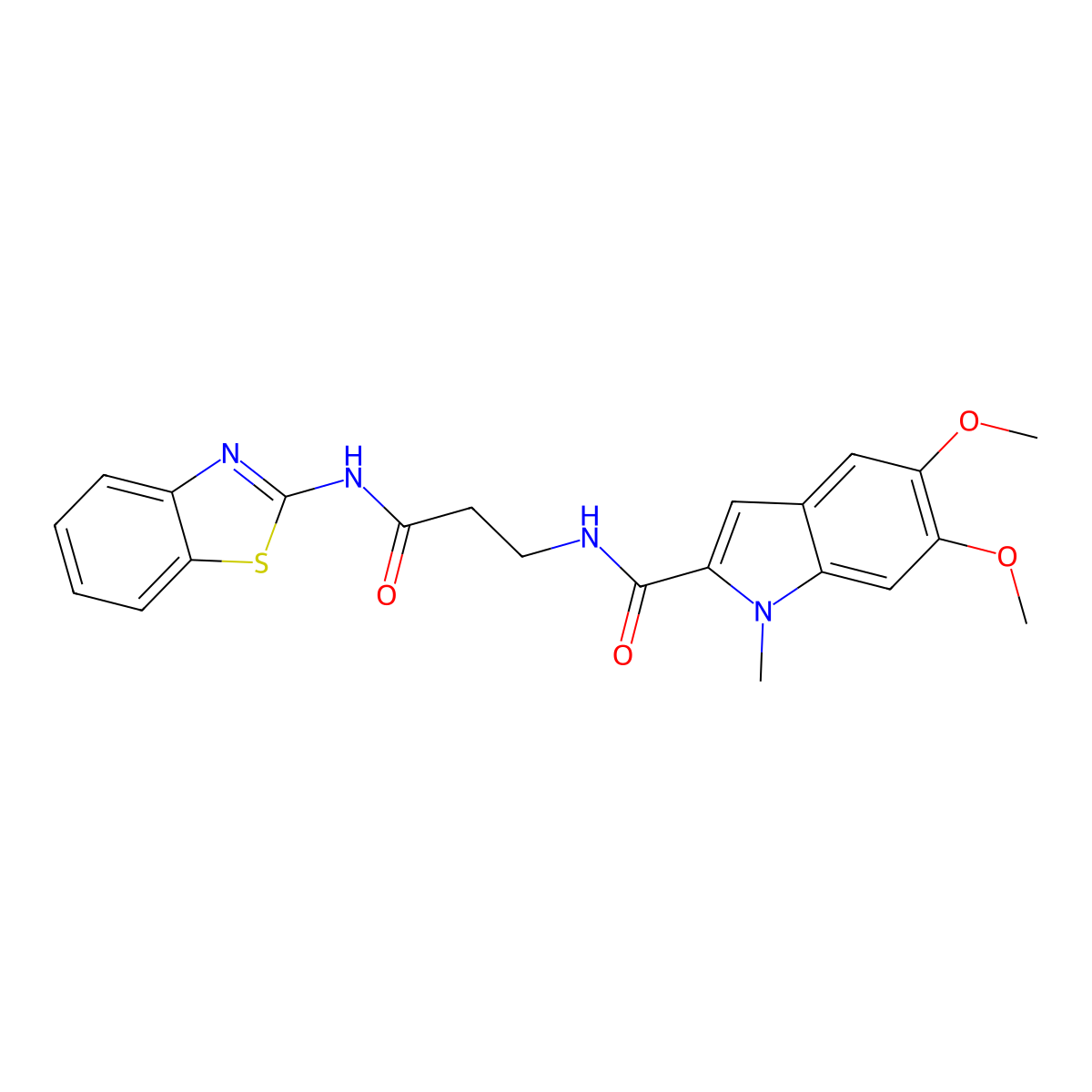 N~2~-[3-(1,3-benzothiazol-2-ylamino)-3-oxopropyl]-5,6-dimethoxy-1-methyl-1H-indole-2-carboxamide molecular structure, CAS 1010925-40-2