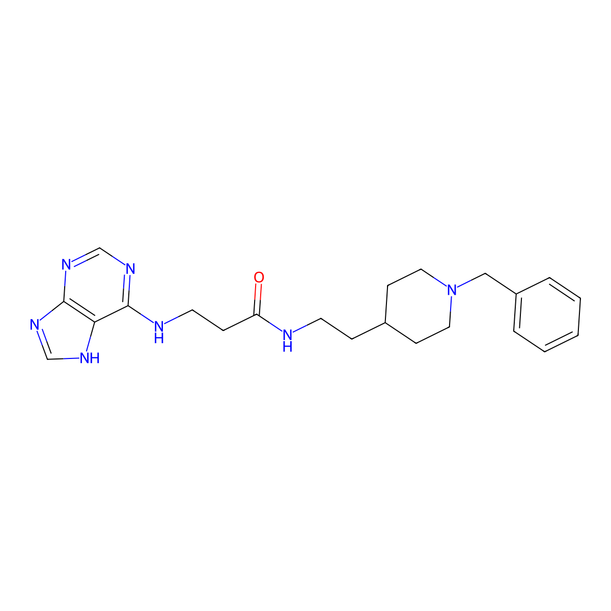 N-[2-(1-benzylpiperidin-4-yl)ethyl]-N~3~-7H-purin-6-yl-beta-alaninamide molecular structure, CAS 1010925-41-3