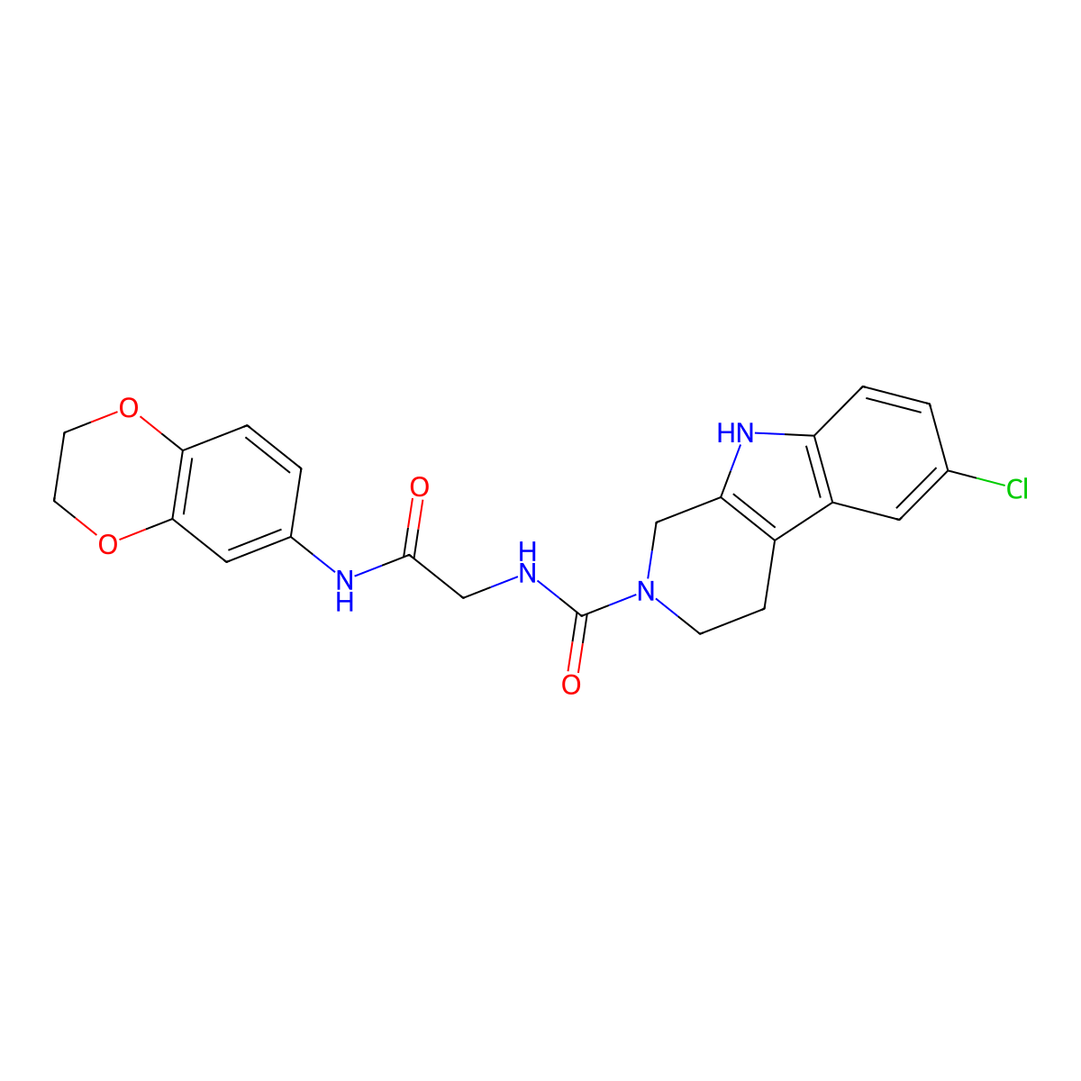 6-chloro-N-[2-(2,3-dihydro-1,4-benzodioxin-6-ylamino)-2-oxoethyl]-1,3,4,9-tetrahydro-2H-beta-carboline-2-carboxamide molecular structure, CAS 1010925-44-6