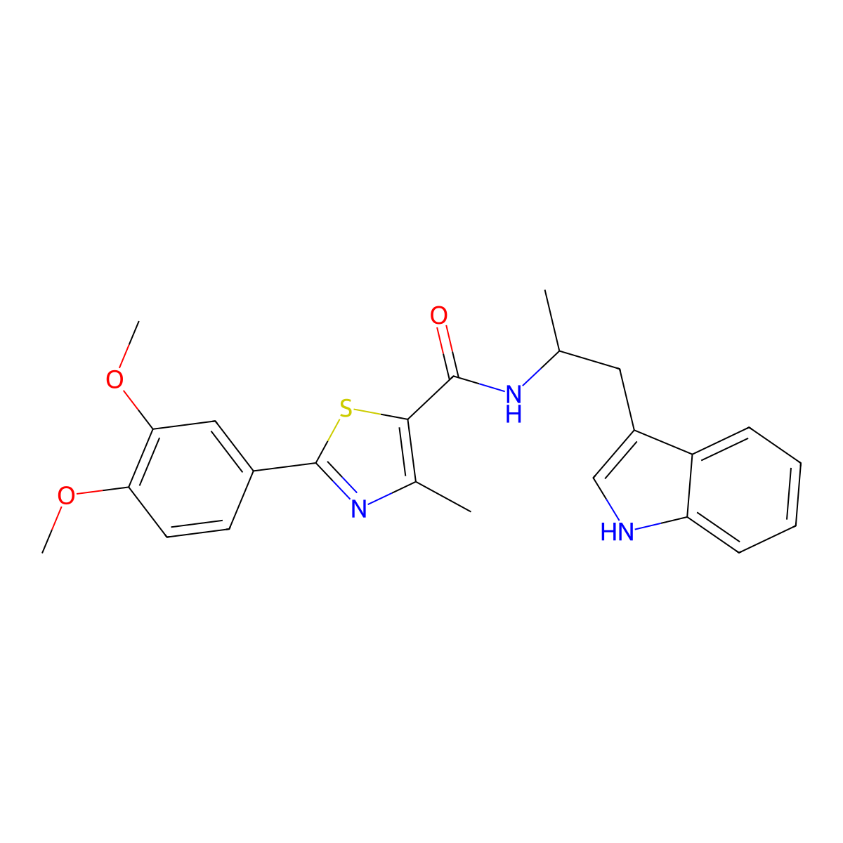 2-(3,4-dimethoxyphenyl)-N-[1-(1H-indol-3-yl)propan-2-yl]-4-methyl-1,3-thiazole-5-carboxamide molecular structure, CAS 1010925-45-7