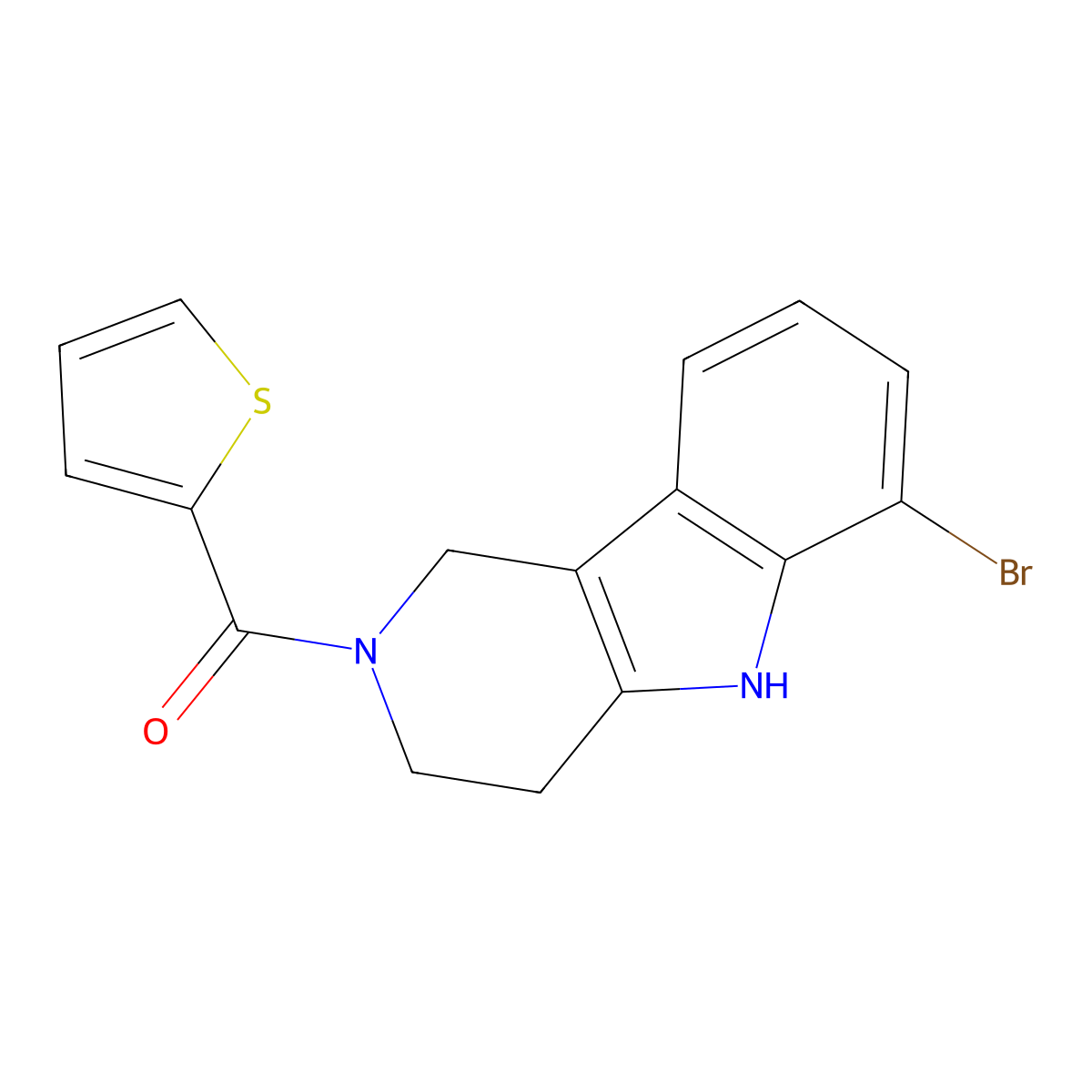 6-bromo-2-(2-thienylcarbonyl)-2,3,4,5-tetrahydro-1H-pyrido[4,3-b]indole molecular structure, CAS 1010925-58-2
