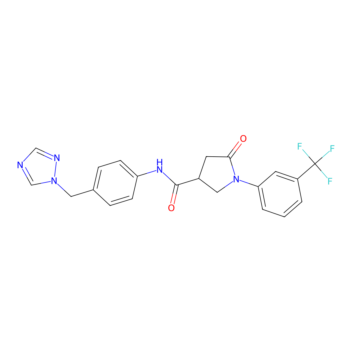 5-oxo-N-[4-(1H-1,2,4-triazol-1-ylmethyl)phenyl]-1-[3-(trifluoromethyl)phenyl]pyrrolidine-3-carboxamide molecular structure, CAS 1010925-71-9