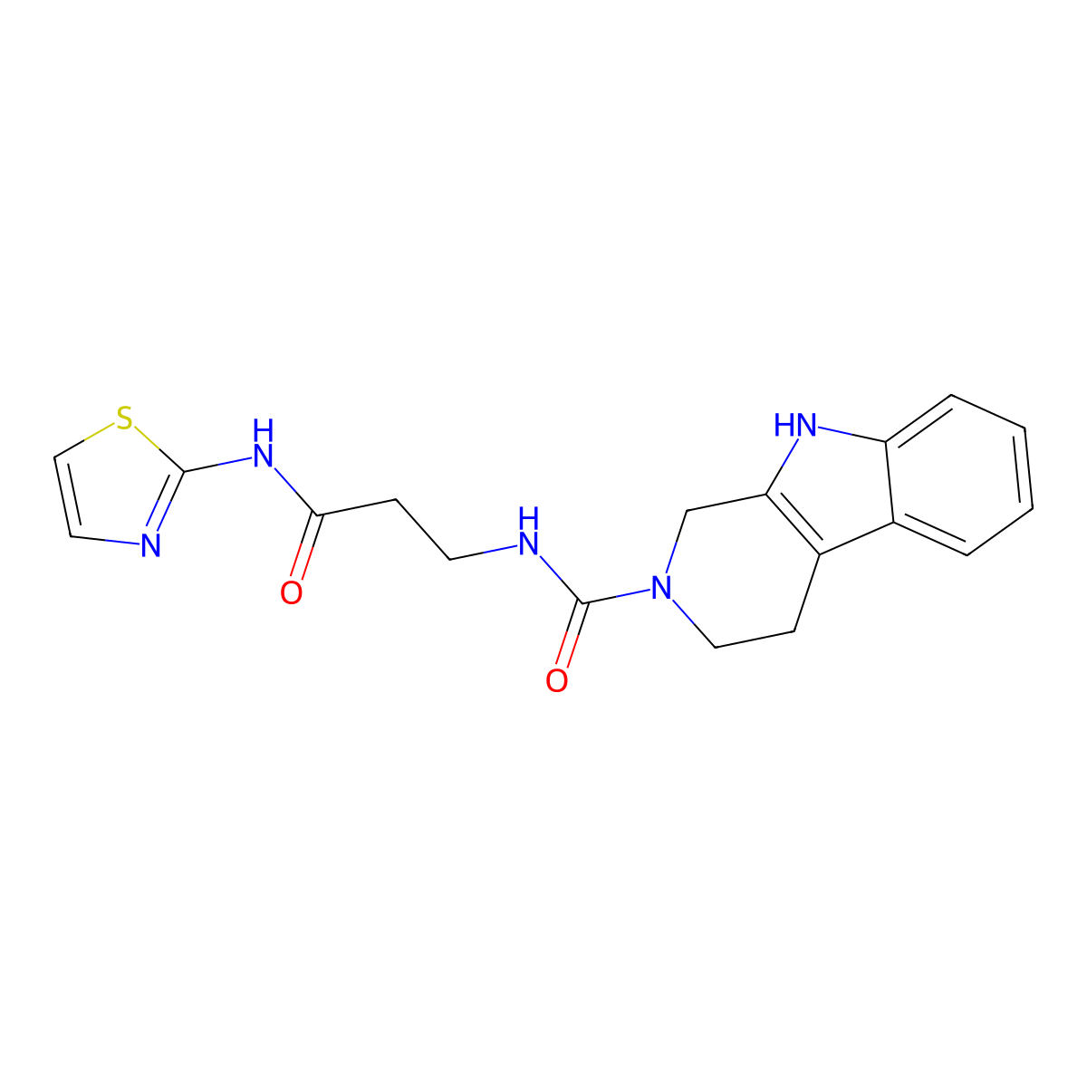 N-[3-oxo-3-(1,3-thiazol-2-ylamino)propyl]-1,3,4,9-tetrahydro-2H-beta-carboline-2-carboxamide molecular structure, CAS 1010925-85-5