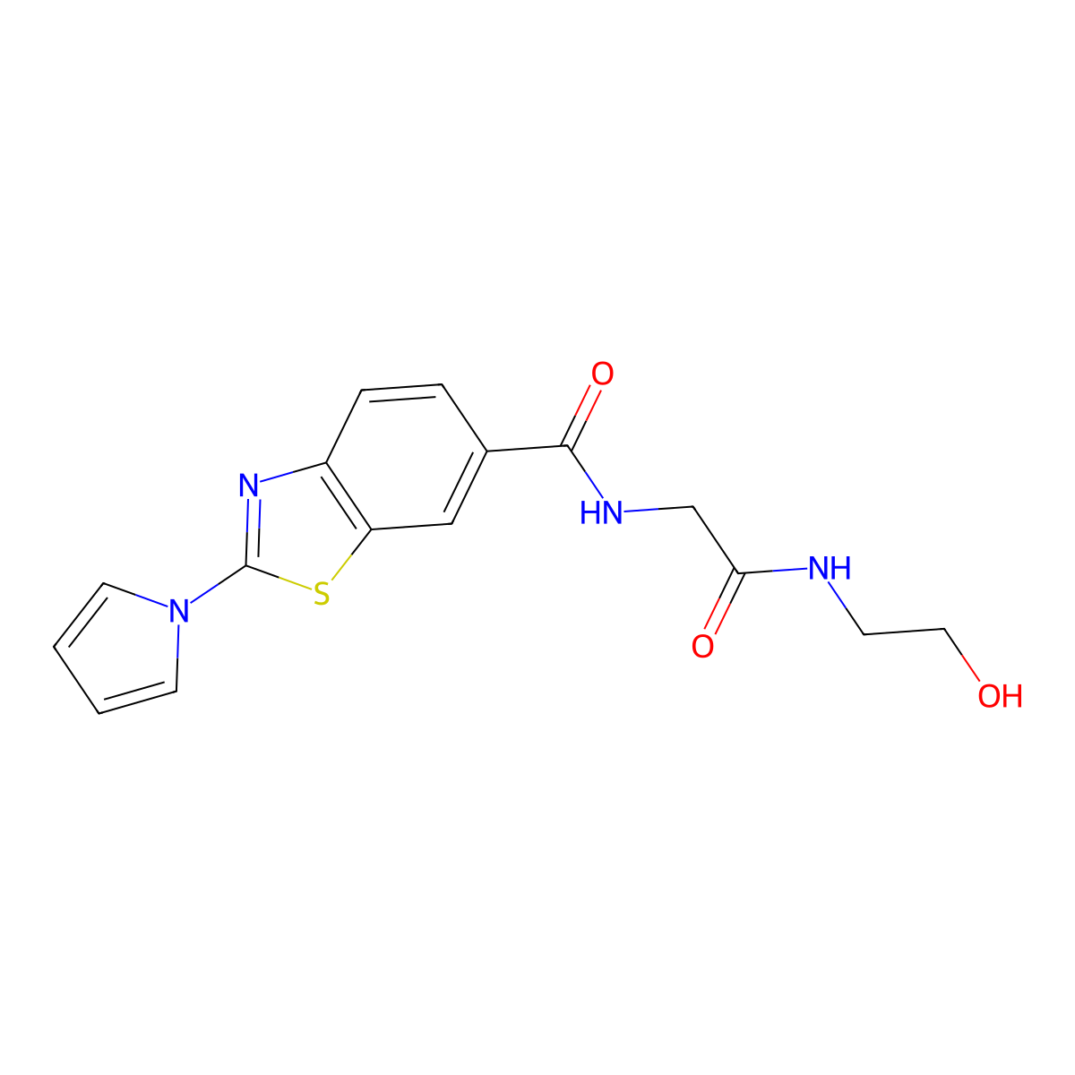 N-{2-[(2-hydroxyethyl)amino]-2-oxoethyl}-2-(1H-pyrrol-1-yl)-1,3-benzothiazole-6-carboxamide molecular structure, CAS 1010926-49-4