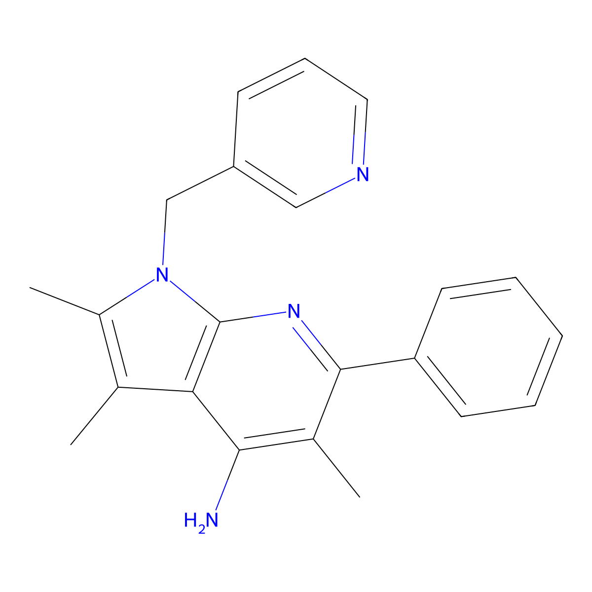 2,3,5-trimethyl-6-phenyl-1-(pyridin-3-ylmethyl)-1H-pyrrolo[2,3-b]pyridin-4-amine molecular structure, CAS 1010926-64-3
