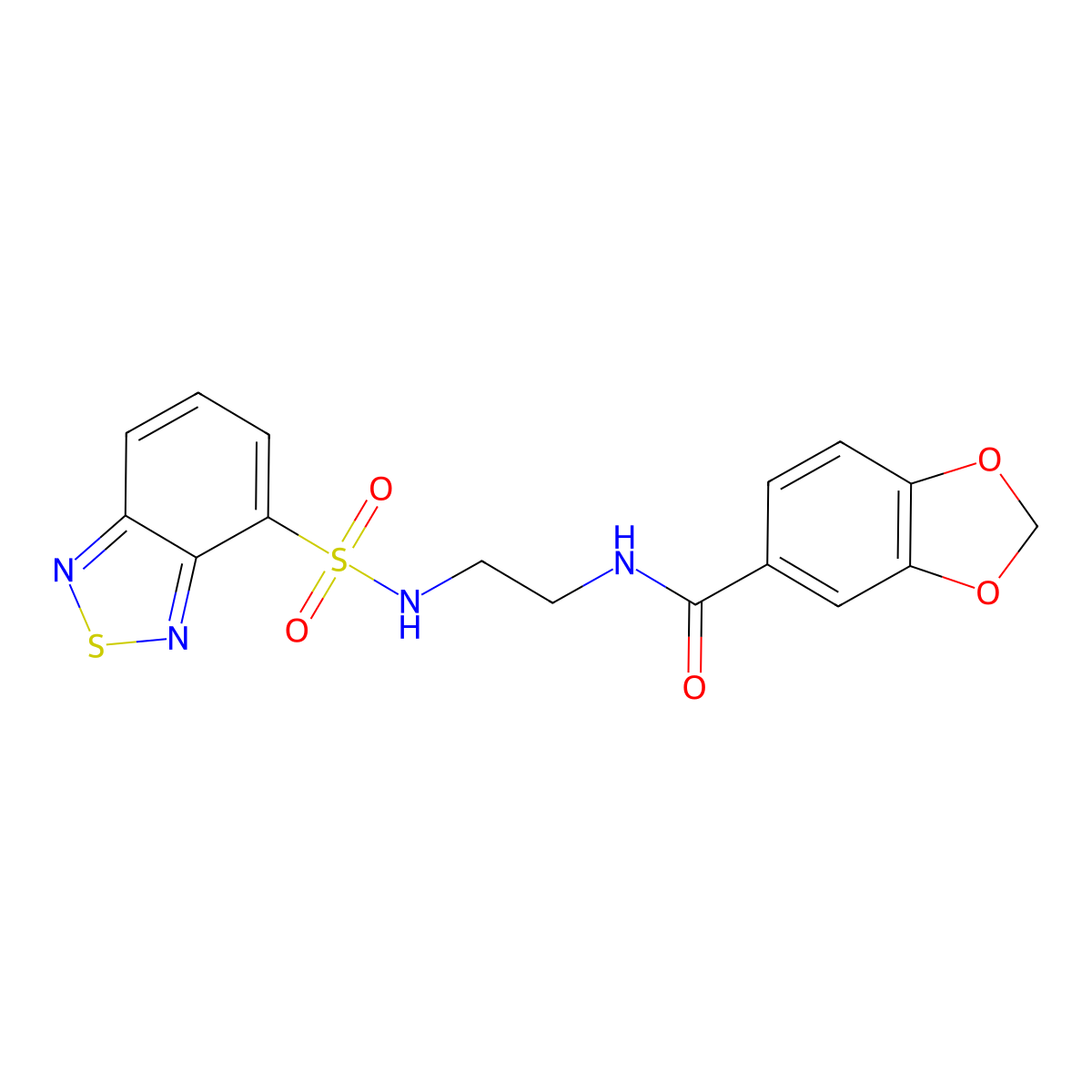 N-{2-[(2,1,3-benzothiadiazol-4-ylsulfonyl)amino]ethyl}-1,3-benzodioxole-5-carboxamide molecular structure, CAS 1010926-67-6