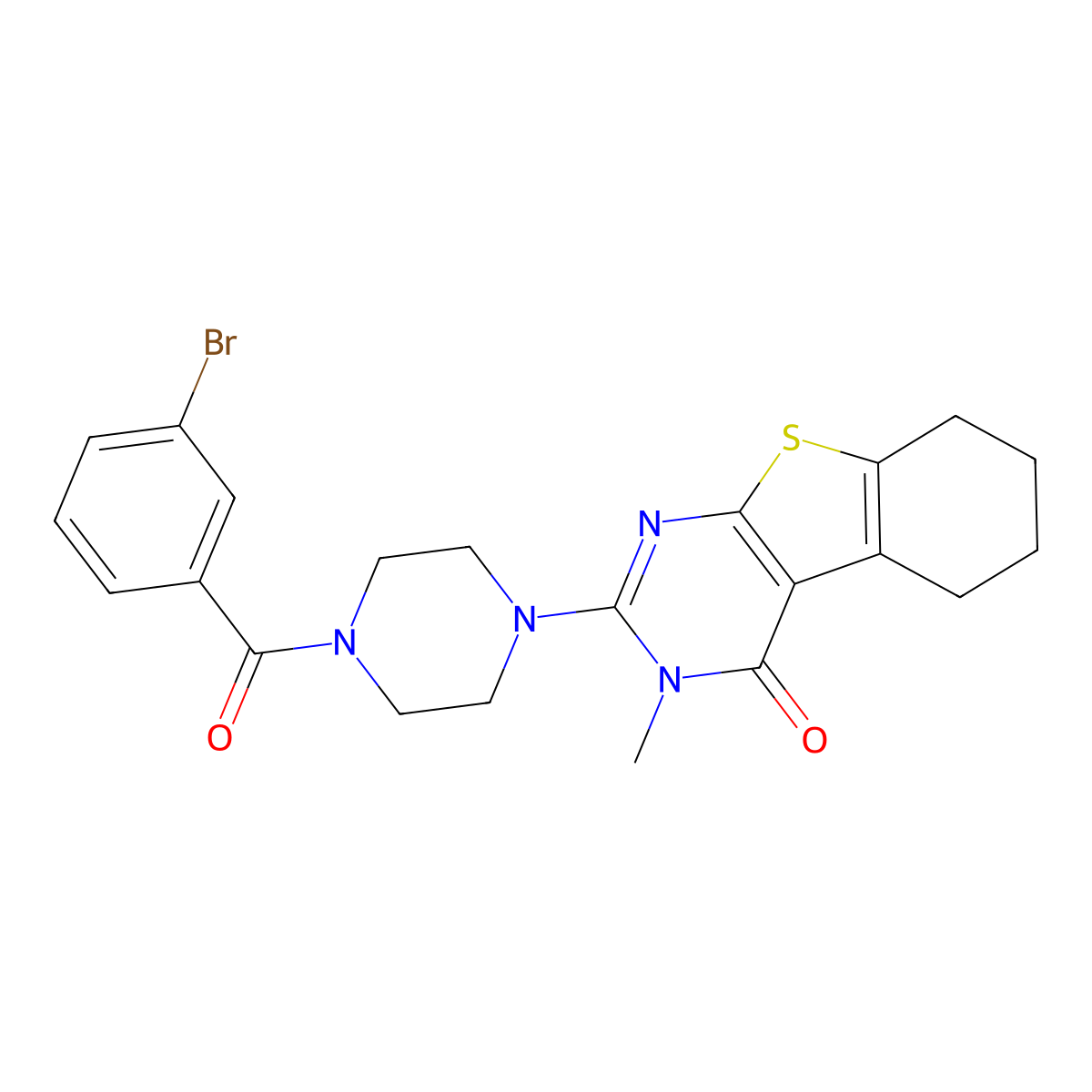 2-{4-[(3-bromophenyl)carbonyl]piperazin-1-yl}-3-methyl-5,6,7,8-tetrahydro[1]benzothieno[2,3-d]pyrimidin-4(3H)-one molecular structure, CAS 1010926-72-3