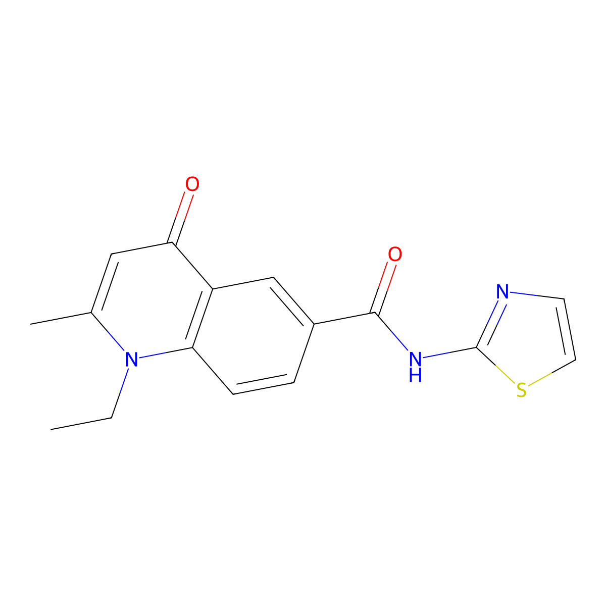 1-ethyl-2-methyl-4-oxo-N-(1,3-thiazol-2-yl)quinoline-6-carboxamide molecular structure, CAS 1010926-80-3