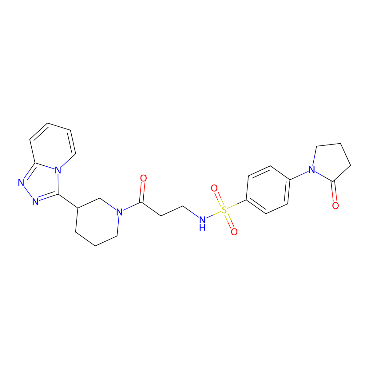4-(2-oxopyrrolidin-1-yl)-N-{3-oxo-3-[3-([1,2,4]triazolo[4,3-a]pyridin-3-yl)piperidin-1-yl]propyl}benzenesulfonamide molecular structure, CAS 1010926-84-7