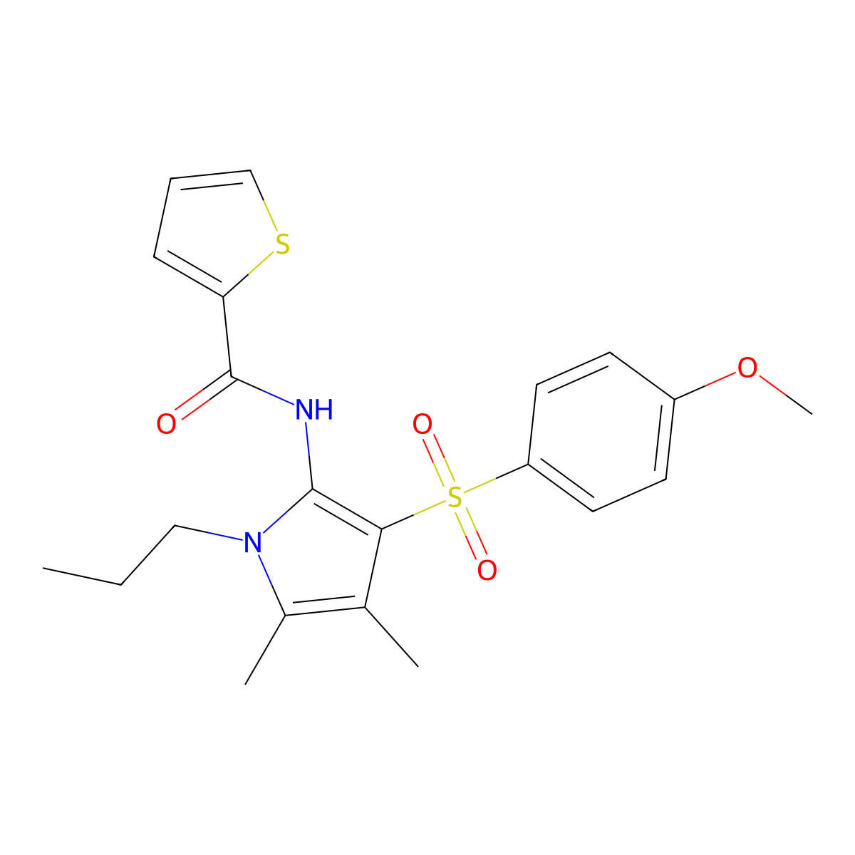 N-{3-[(4-methoxyphenyl)sulfonyl]-4,5-dimethyl-1-propyl-1H-pyrrol-2-yl}thiophene-2-carboxamide molecular structure, CAS 1010926-93-8