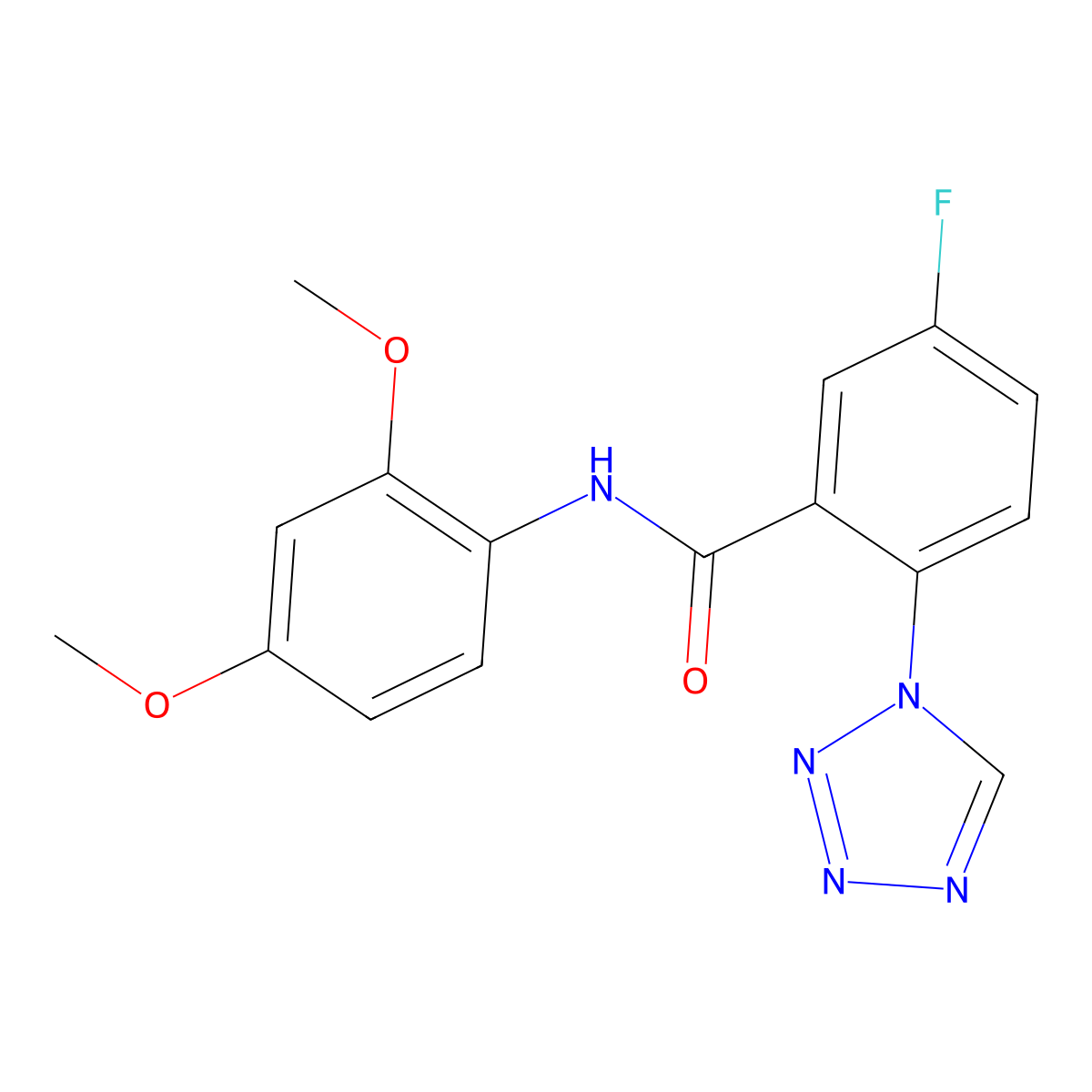 N-(2,4-dimethoxyphenyl)-5-fluoro-2-(1H-tetrazol-1-yl)benzamide molecular structure, CAS 1010926-99-4