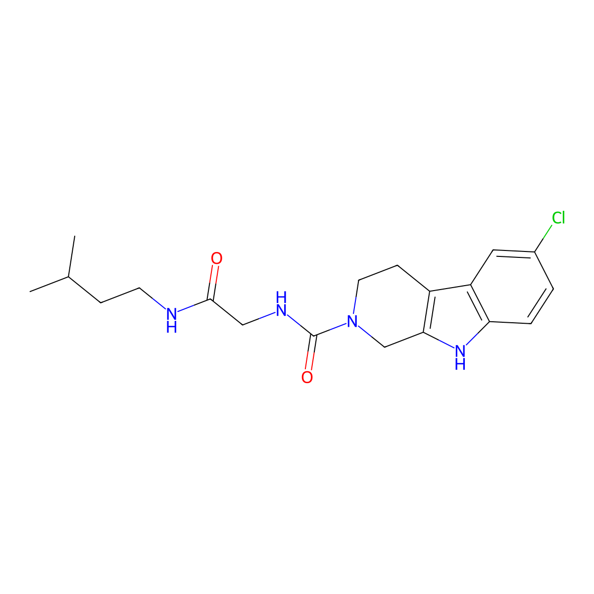6-chloro-N-{2-[(3-methylbutyl)amino]-2-oxoethyl}-1,3,4,9-tetrahydro-2H-beta-carboline-2-carboxamide molecular structure, CAS 1010927-36-2