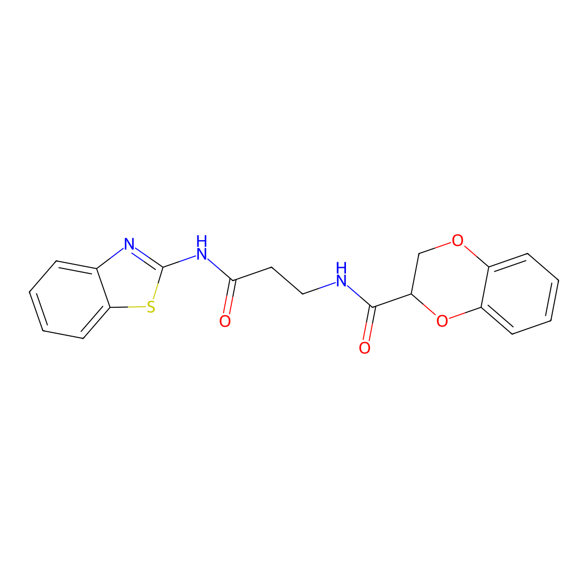 N-[3-(1,3-benzothiazol-2-ylamino)-3-oxopropyl]-2,3-dihydro-1,4-benzodioxine-2-carboxamide molecular structure, CAS 1010927-40-8