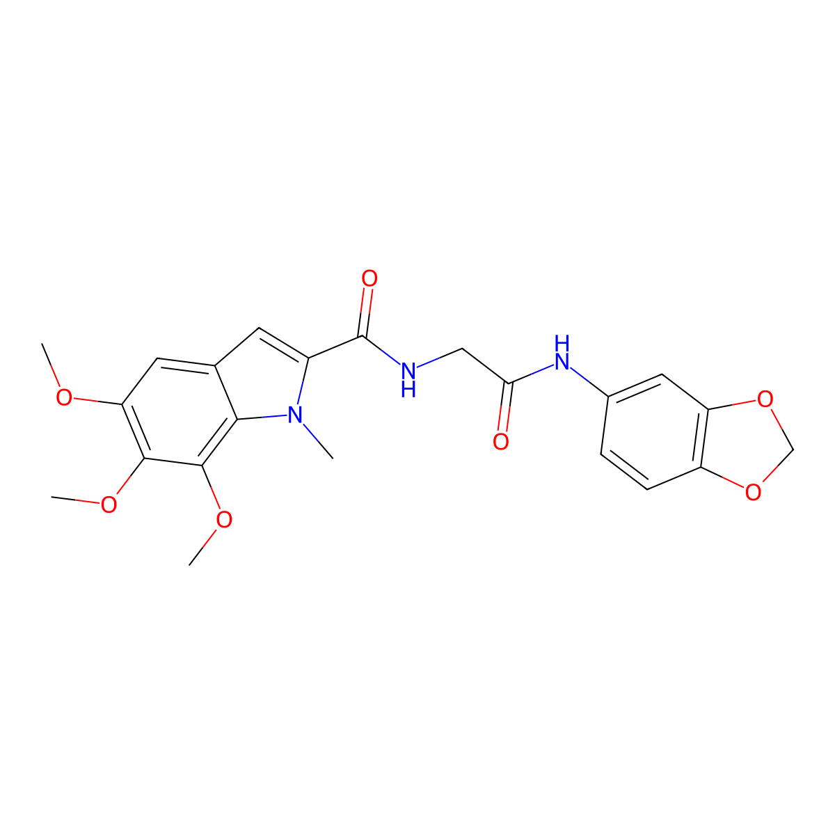 N-[2-(1,3-benzodioxol-5-ylamino)-2-oxoethyl]-5,6,7-trimethoxy-1-methyl-1H-indole-2-carboxamide molecular structure, CAS 1010927-44-2