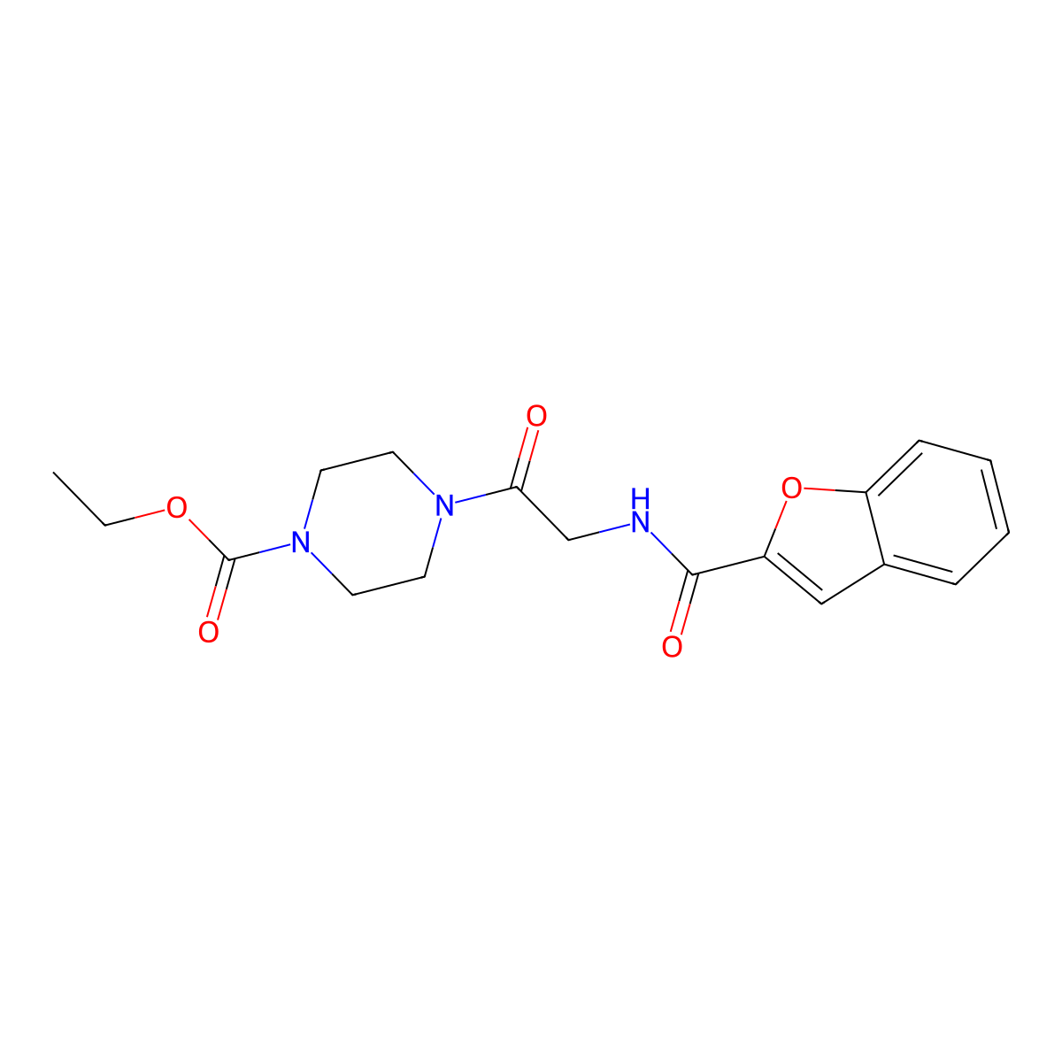 ethyl 4-[N-(1-benzofuran-2-ylcarbonyl)glycyl]piperazine-1-carboxylate molecular structure, CAS 1010927-45-3