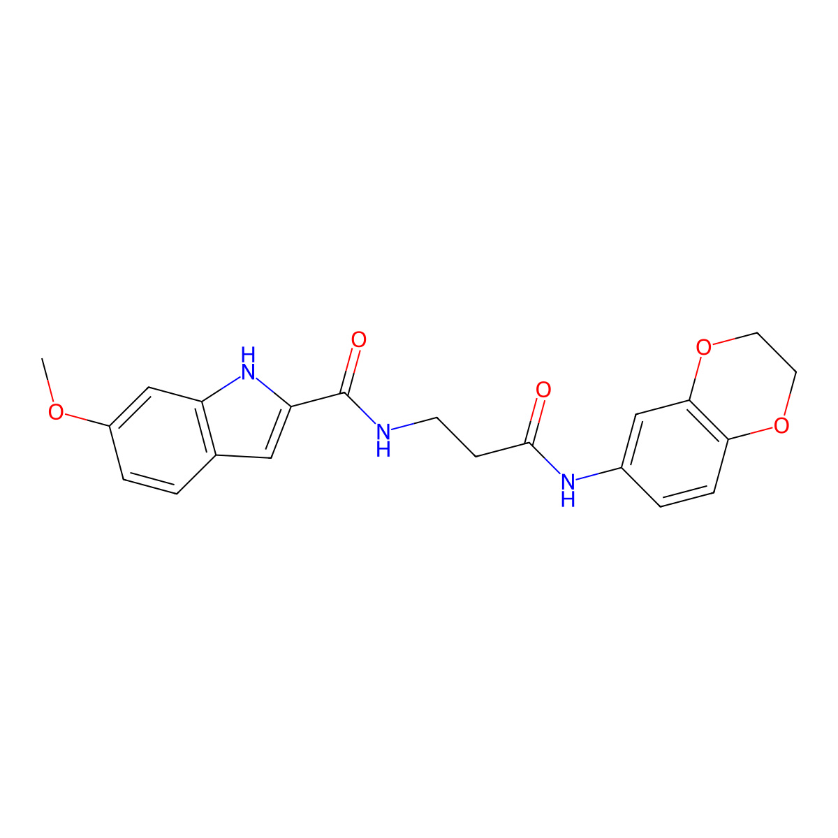 N-[3-(2,3-dihydro-1,4-benzodioxin-6-ylamino)-3-oxopropyl]-6-methoxy-1H-indole-2-carboxamide molecular structure, CAS 1010927-49-7