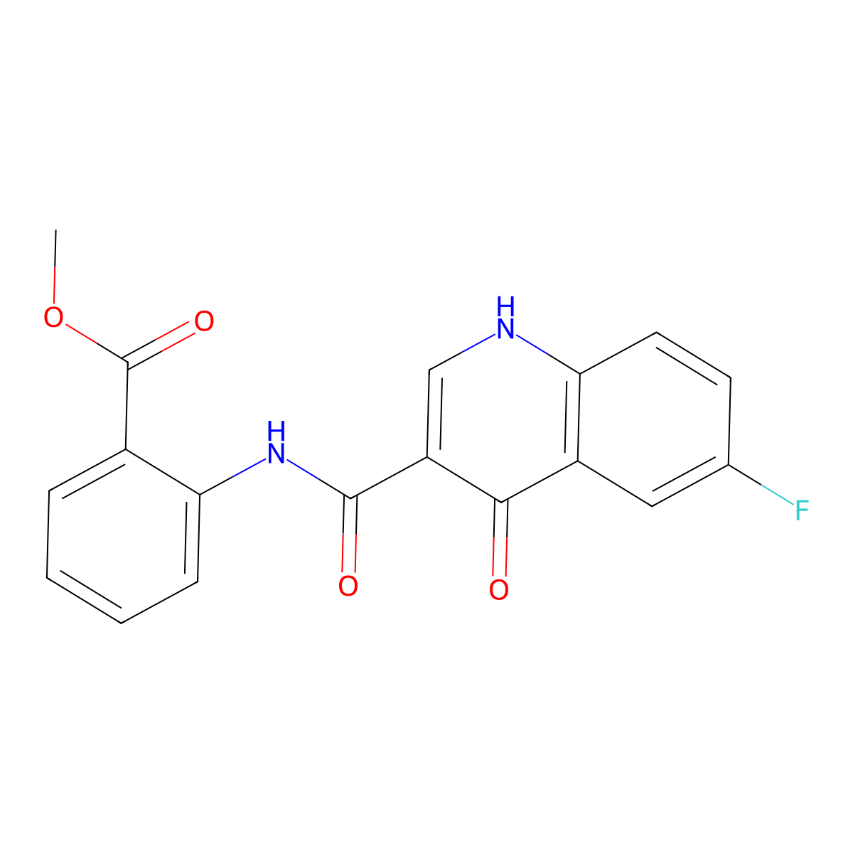Methyl 2-[(6-fluoro-4-hydroxy-3-quinolyl)carbonylamino]benzoate molecular structure, CAS 1010927-55-5