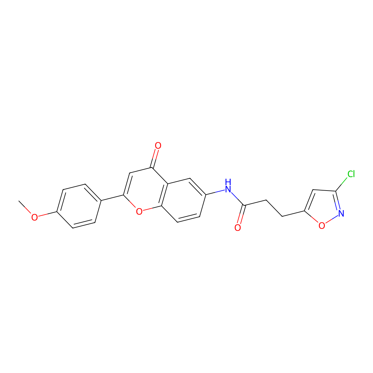 3-(3-chloro-1,2-oxazol-5-yl)-N-[2-(4-methoxyphenyl)-4-oxo-4H-chromen-6-yl]propanamide molecular structure, CAS 1010927-67-9