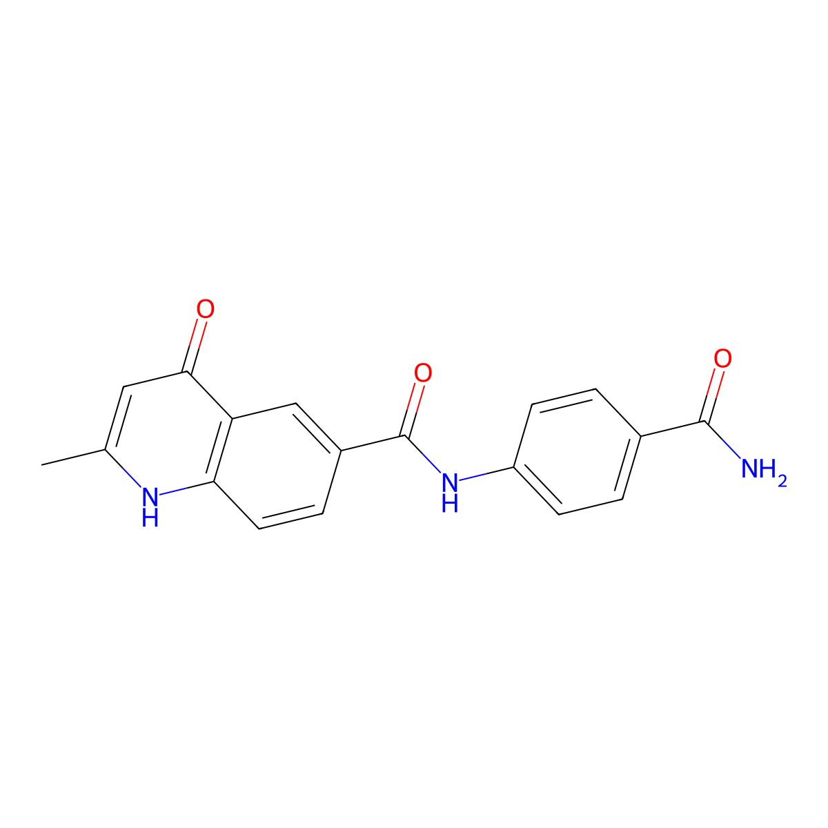 4-[(4-Hydroxy-2-methyl-6-quinolyl)carbonylamino]benzamide molecular structure, CAS 1010927-86-2