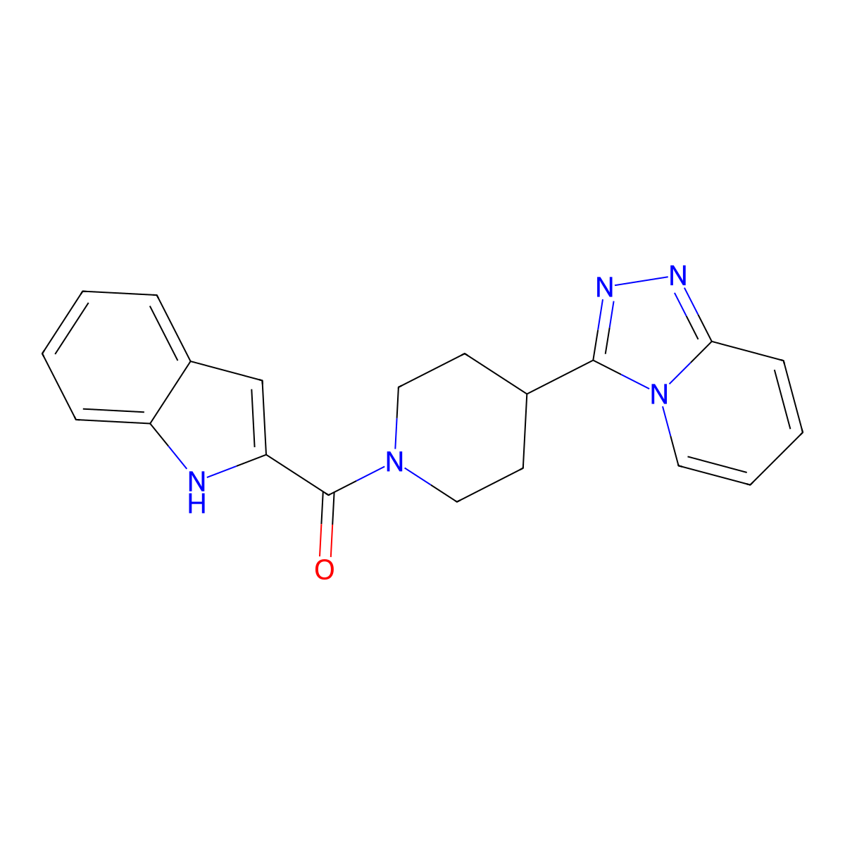 1H-indol-2-yl[4-([1,2,4]triazolo[4,3-a]pyridin-3-yl)piperidin-1-yl]methanone molecular structure, CAS 1010927-92-0