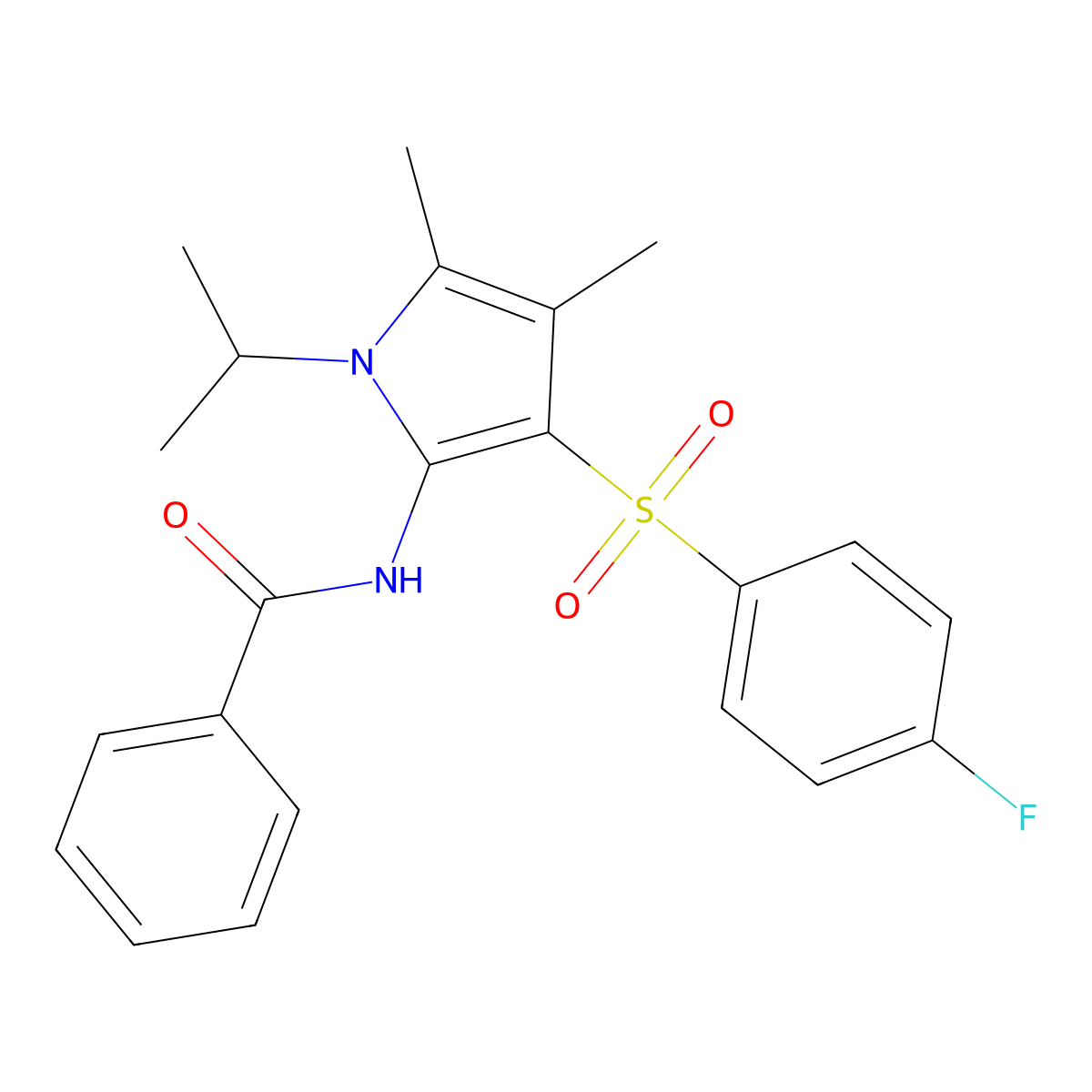 N-{3-[(4-fluorophenyl)sulfonyl]-4,5-dimethyl-1-(propan-2-yl)-1H-pyrrol-2-yl}benzamide molecular structure, CAS 1010927-97-5