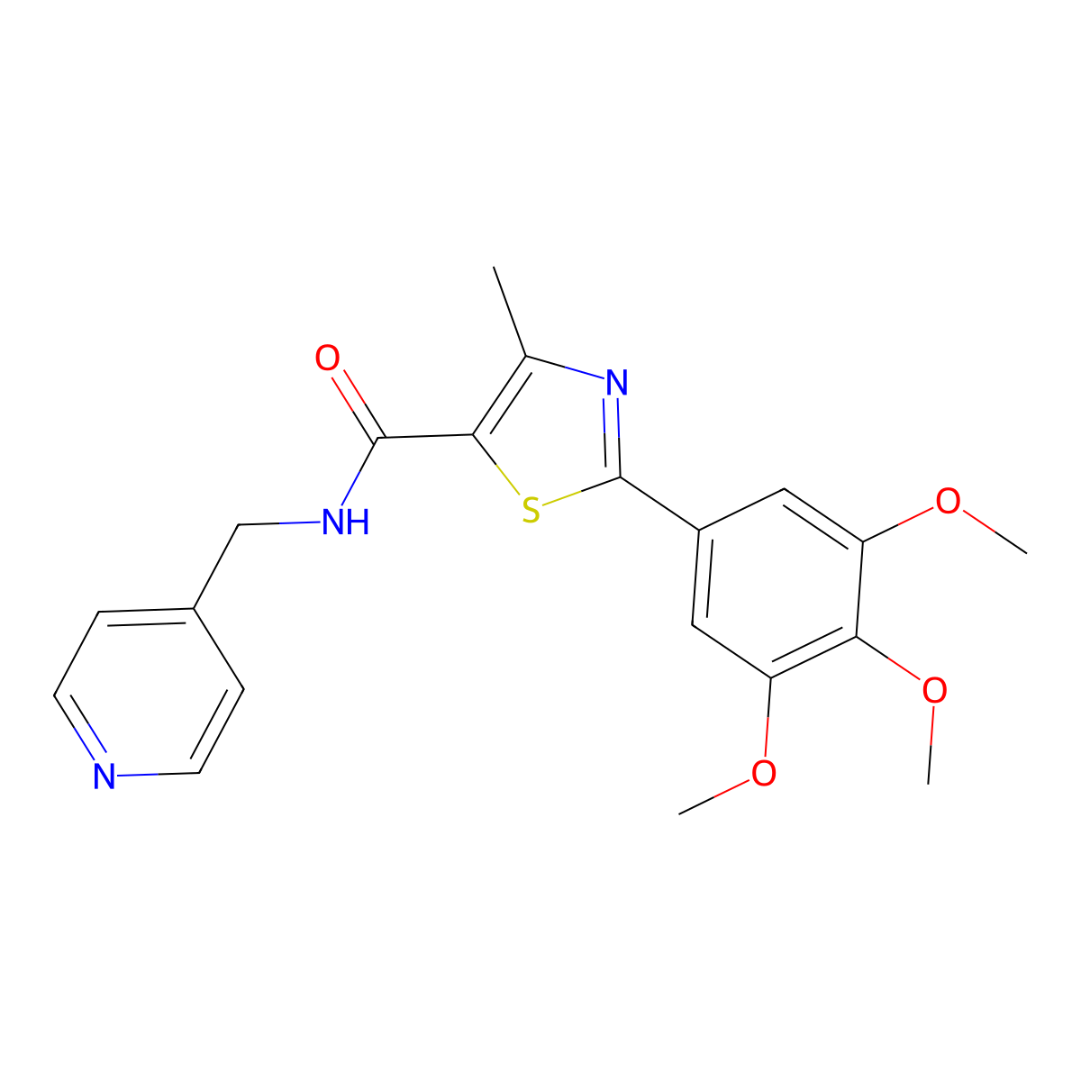 4-methyl-N-(pyridin-4-ylmethyl)-2-(3,4,5-trimethoxyphenyl)-1,3-thiazole-5-carboxamide molecular structure, CAS 1010928-01-4