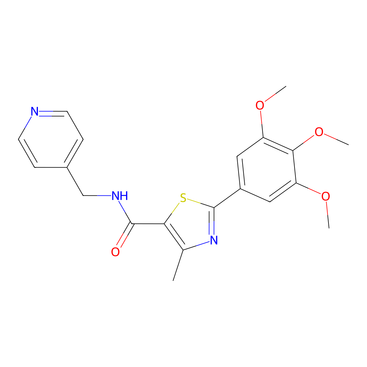 4-methyl-N-(pyridin-4-ylmethyl)-2-(3,4,5-trimethoxyphenyl)-1,3-thiazole-5-carboxamide molecular structure, CAS 1010928-01-4