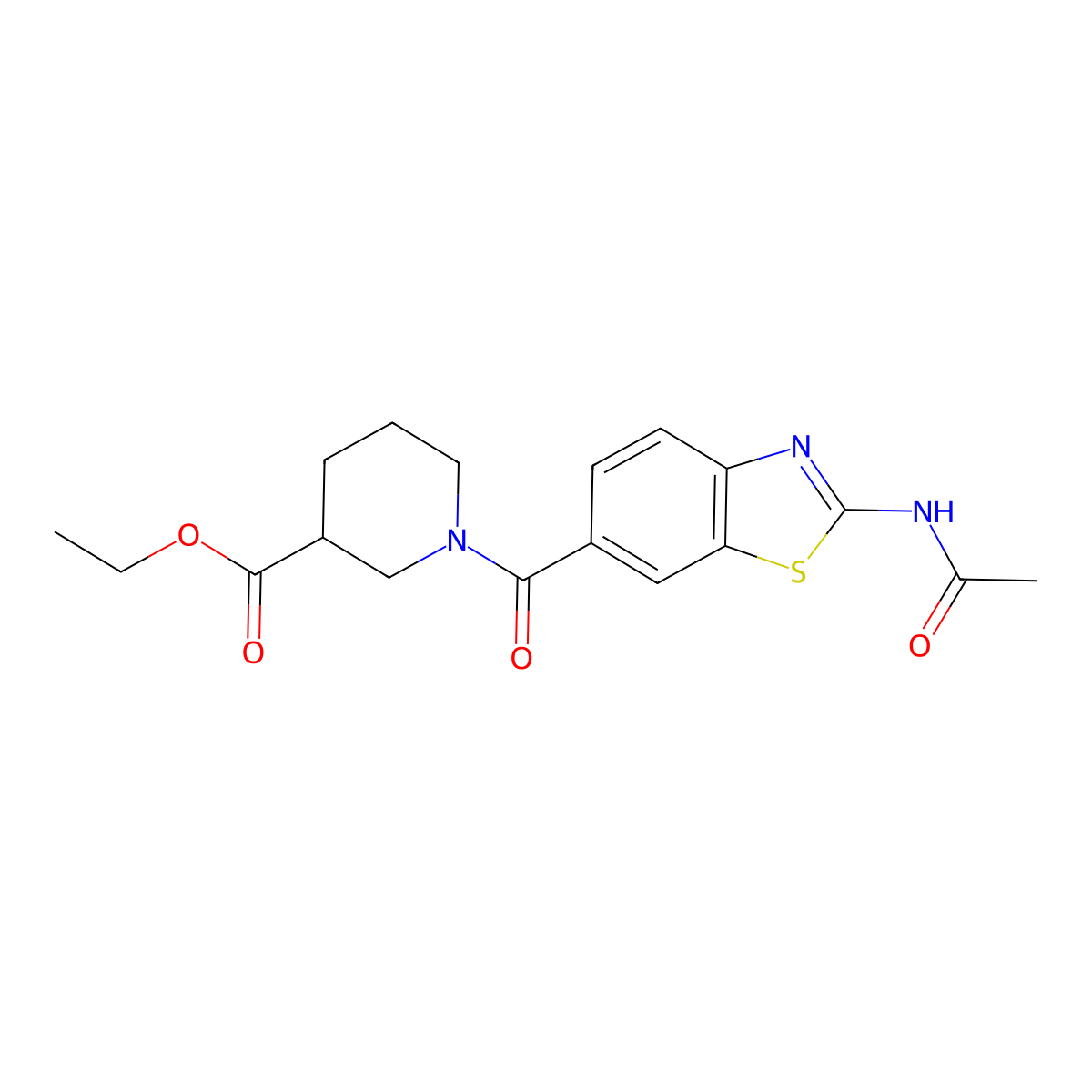 Ethyl 1-{[2-(acetylamino)-1,3-benzothiazol-6-yl]carbonyl}-3-piperidinecarboxylate molecular structure, CAS 1010928-23-0