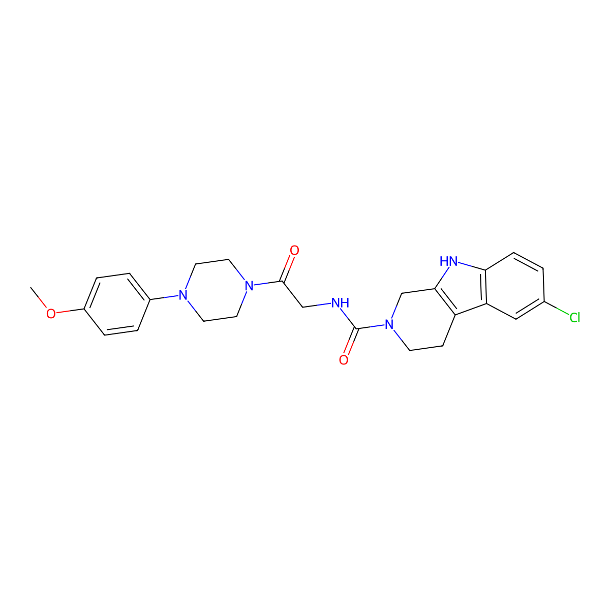 6-chloro-N-{2-[4-(4-methoxyphenyl)piperazin-1-yl]-2-oxoethyl}-1,3,4,9-tetrahydro-2H-beta-carboline-2-carboxamide molecular structure, CAS 1010928-36-5