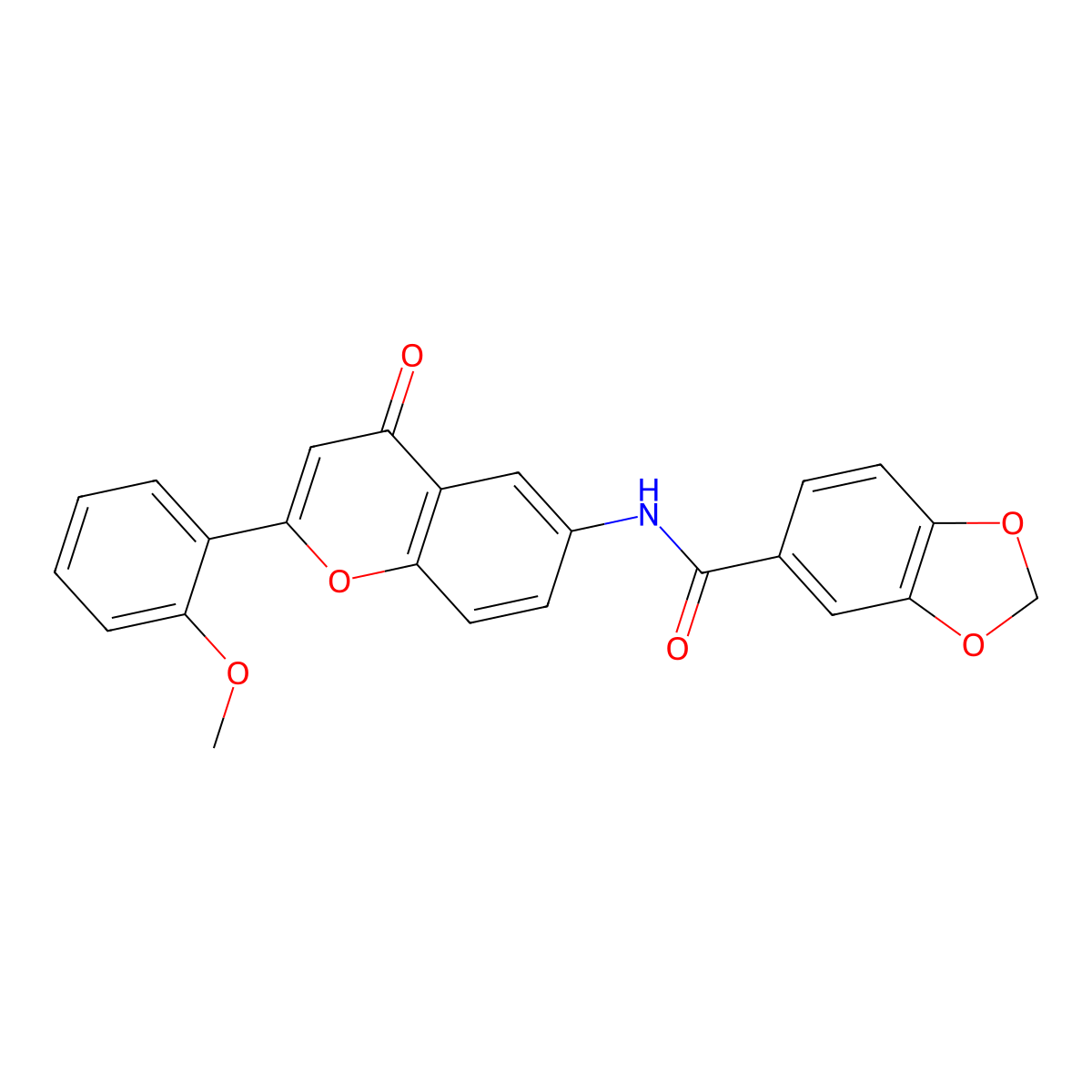 N-[2-(2-methoxyphenyl)-4-oxo-4H-chromen-6-yl]-1,3-benzodioxole-5-carboxamide molecular structure, CAS 1010928-37-6