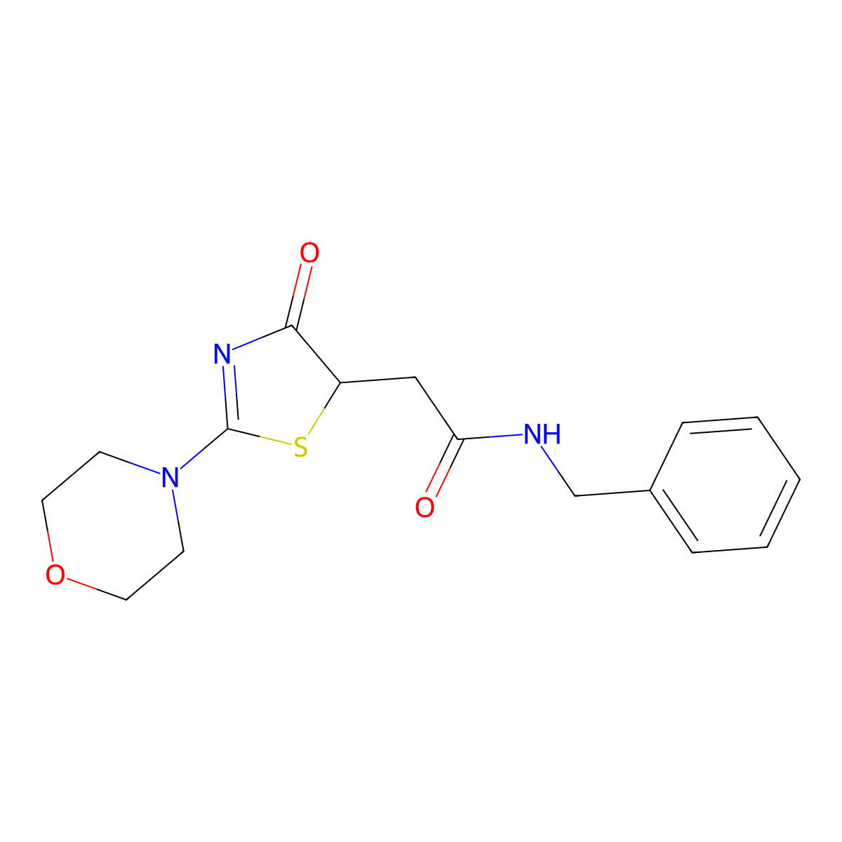 N-benzyl-2-[2-(morpholin-4-yl)-4-oxo-4,5-dihydro-1,3-thiazol-5-yl]acetamide molecular structure, CAS 1010928-44-5