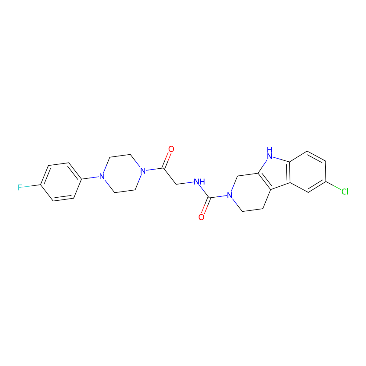 6-chloro-N-{2-[4-(4-fluorophenyl)piperazin-1-yl]-2-oxoethyl}-1,3,4,9-tetrahydro-2H-beta-carboline-2-carboxamide molecular structure, CAS 1010928-46-7