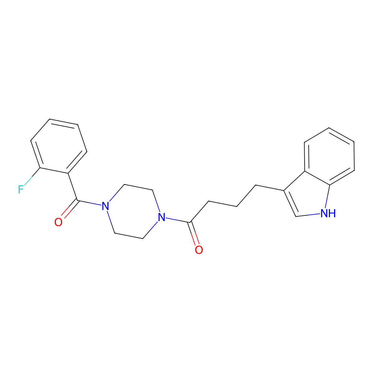 1-{4-[(2-fluorophenyl)carbonyl]piperazin-1-yl}-4-(1H-indol-3-yl)butan-1-one molecular structure, CAS 1010928-47-8
