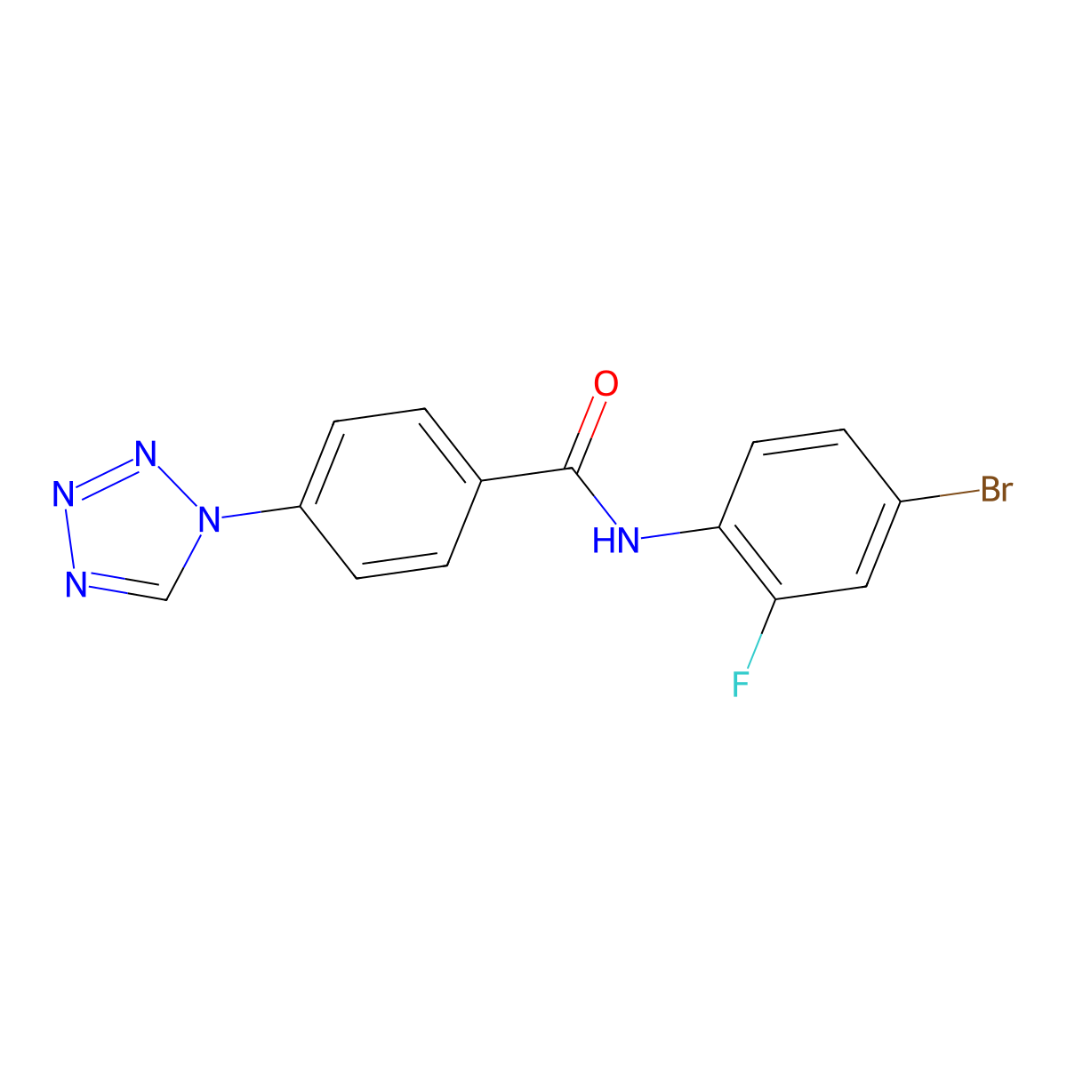 N-(4-bromo-2-fluorophenyl)-4-(1H-tetrazol-1-yl)benzamide molecular structure, CAS 1010928-54-7