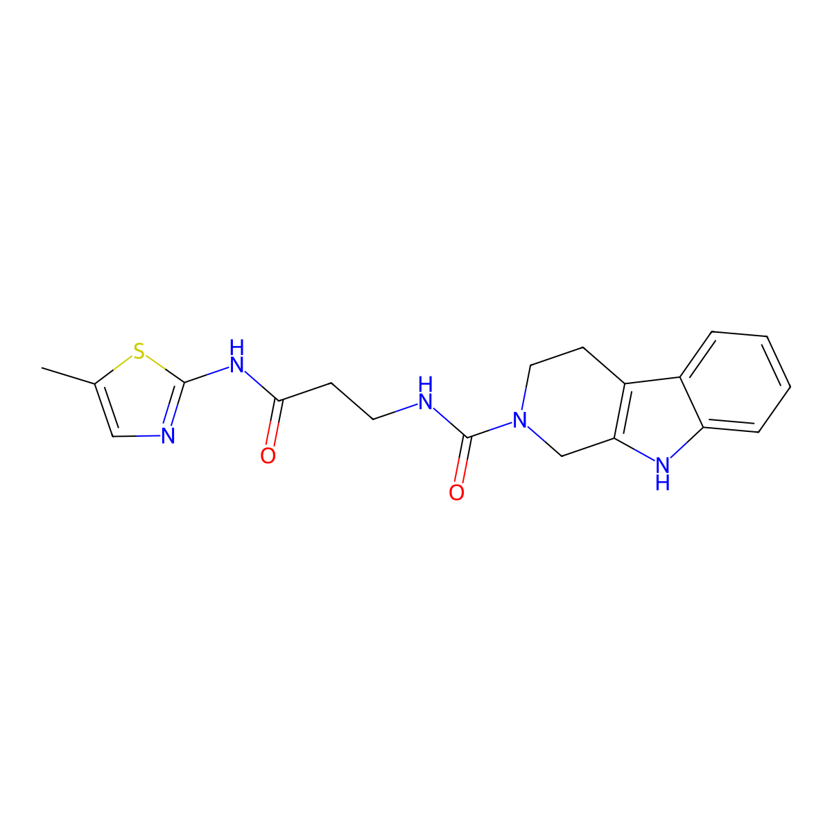 N-{3-[(5-methyl-1,3-thiazol-2-yl)amino]-3-oxopropyl}-1,3,4,9-tetrahydro-2H-beta-carboline-2-carboxamide molecular structure, CAS 1010928-57-0
