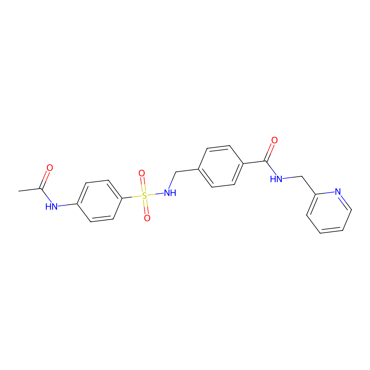 4-[({[4-(acetylamino)phenyl]sulfonyl}amino)methyl]-N-(pyridin-2-ylmethyl)benzamide molecular structure, CAS 1010928-65-0