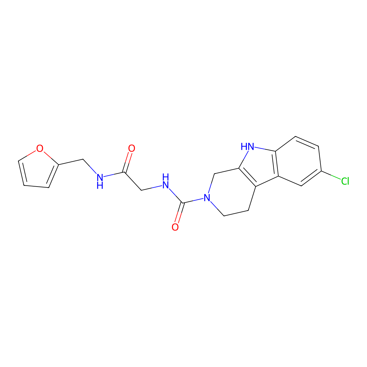 6-chloro-N-{2-[(furan-2-ylmethyl)amino]-2-oxoethyl}-1,3,4,9-tetrahydro-2H-beta-carboline-2-carboxamide molecular structure, CAS 1010928-66-1