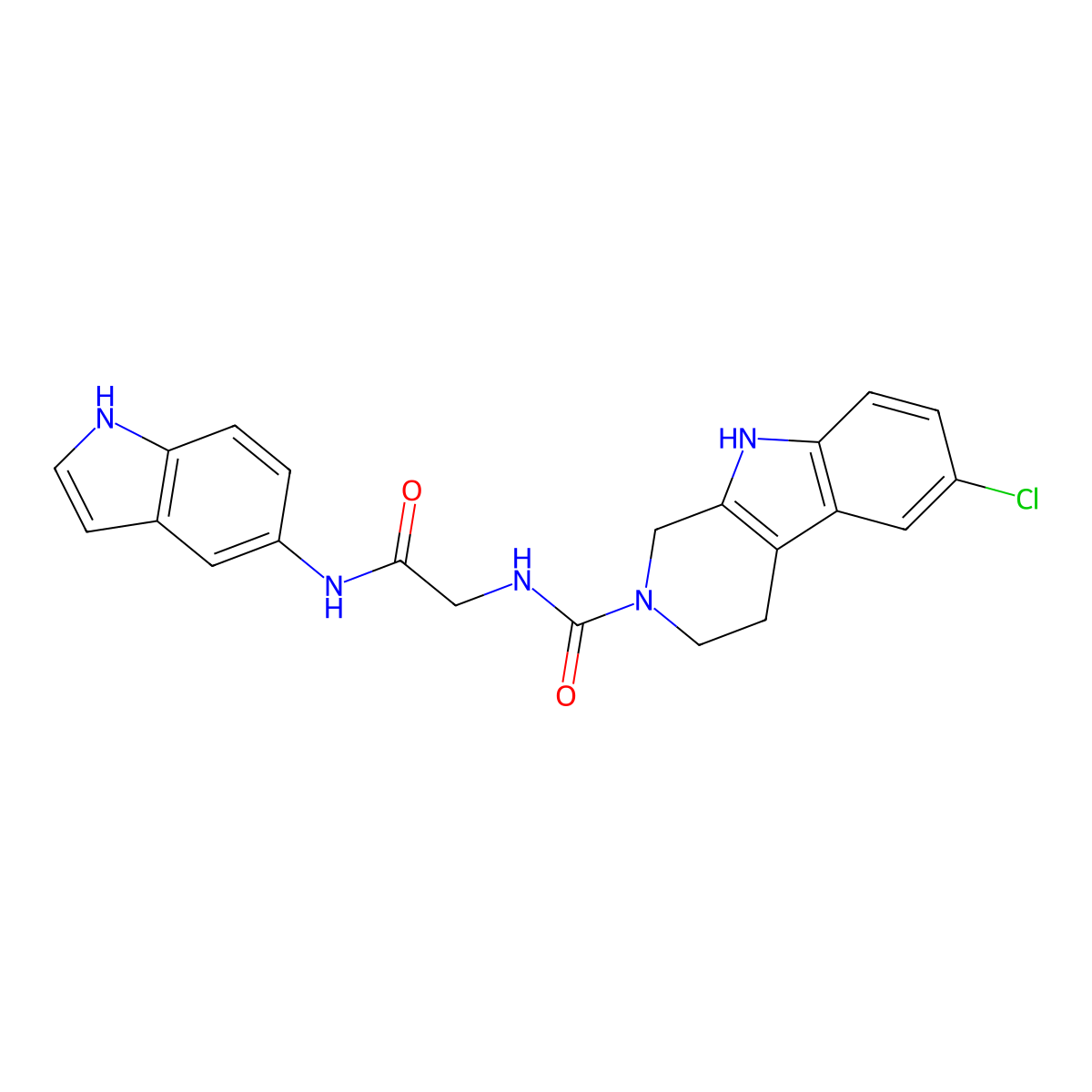 6-chloro-N-[2-(1H-indol-5-ylamino)-2-oxoethyl]-1,3,4,9-tetrahydro-2H-beta-carboline-2-carboxamide molecular structure, CAS 1010928-71-8