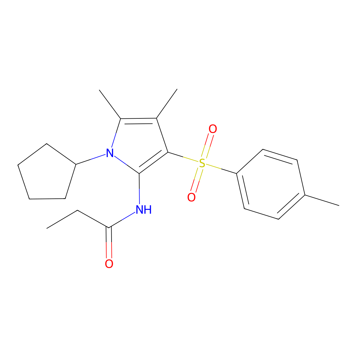 N-{1-cyclopentyl-4,5-dimethyl-3-[(4-methylphenyl)sulfonyl]-1H-pyrrol-2-yl}propanamide molecular structure, CAS 1010928-76-3