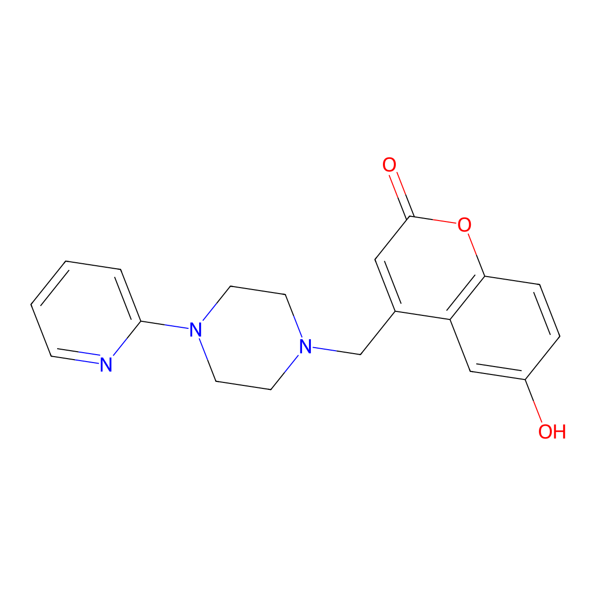6-Hydroxy-4-[(4-(2-pyridyl)piperazinyl)methyl]chromen-2-one molecular structure, CAS 1010928-81-0