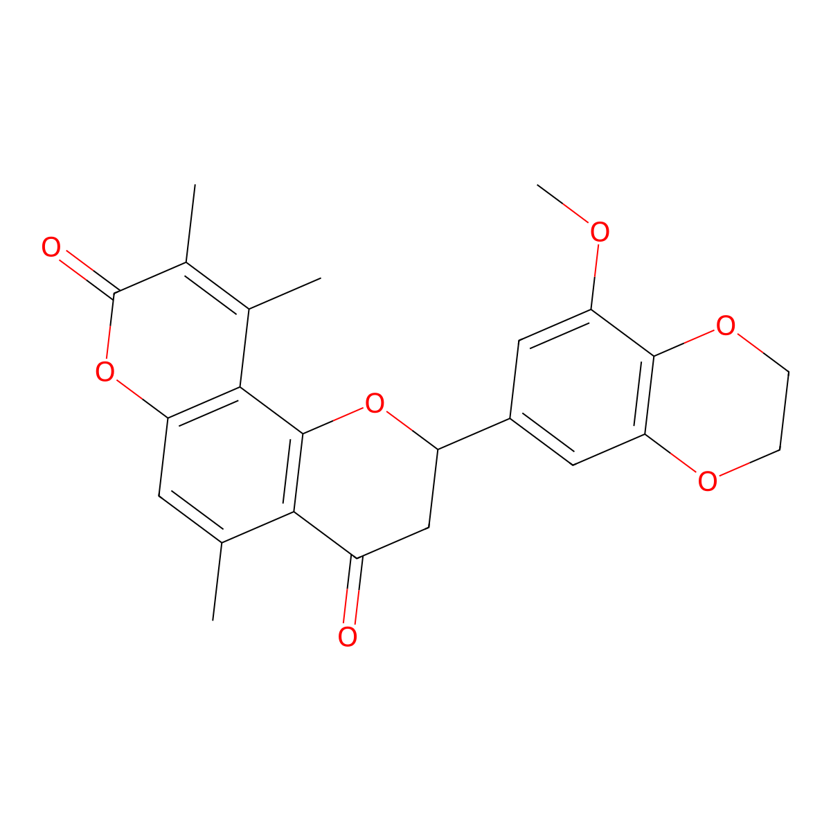 2-(8-methoxy-2,3-dihydro-1,4-benzodioxin-6-yl)-5,9,10-trimethyl-2,3-dihydro-4H,8H-pyrano[2,3-f]chromene-4,8-dione molecular structure, CAS 1010928-83-2