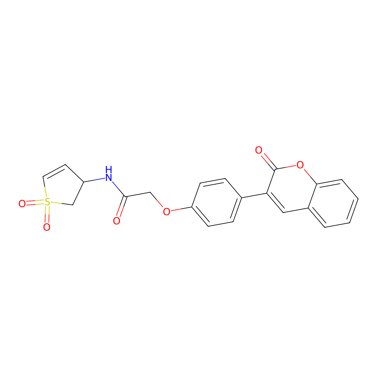 N-(1,1-dioxido-2,3-dihydrothiophen-3-yl)-2-[4-(2-oxo-2H-chromen-3-yl)phenoxy]acetamide molecular structure, CAS 1010928-91-2