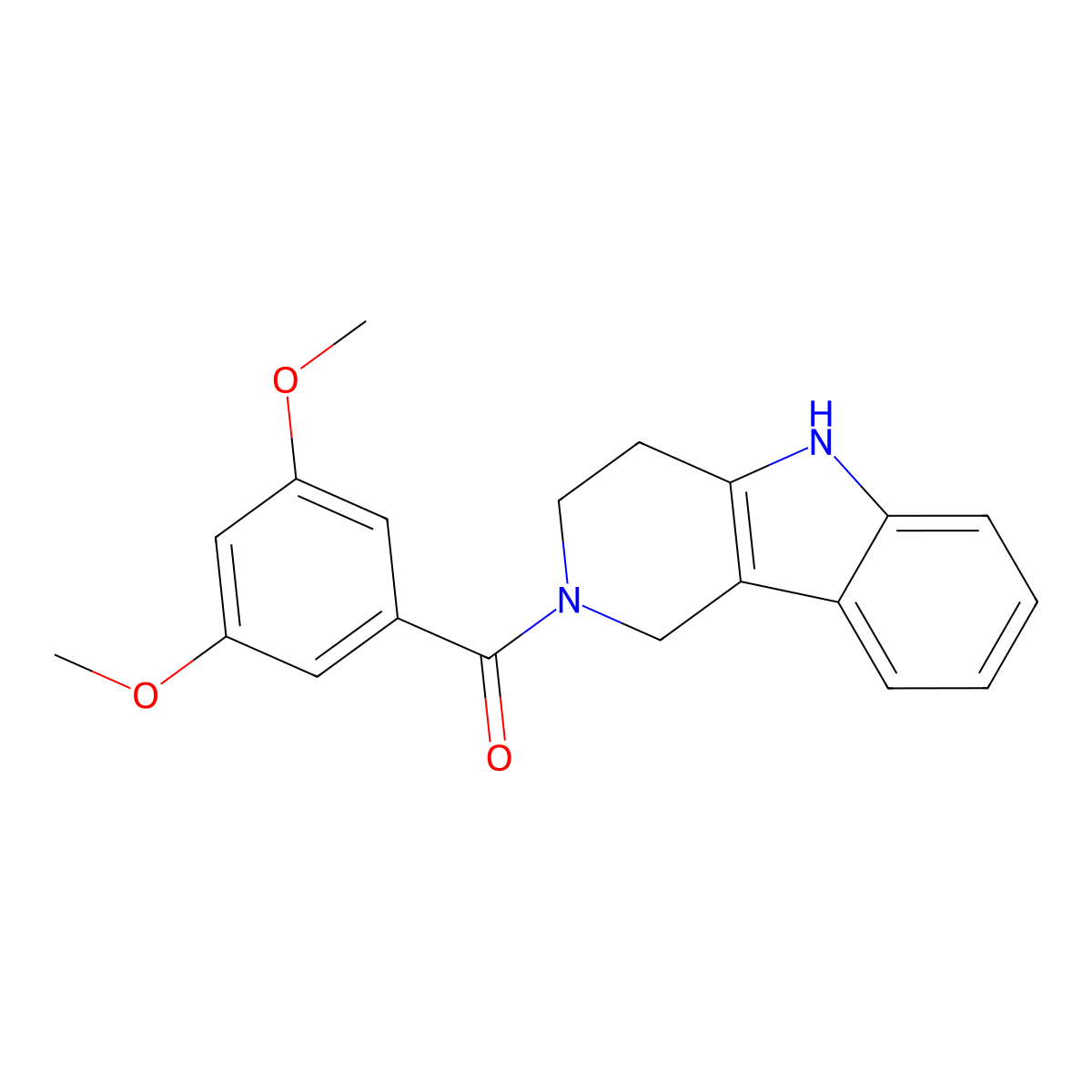 (3,5-dimethoxyphenyl)(1,3,4,5-tetrahydro-2H-pyrido[4,3-b]indol-2-yl)methanone molecular structure, CAS 1010928-92-3