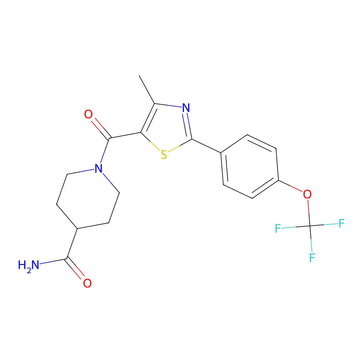 1-({4-Methyl-2-[4-(trifluoromethoxy)phenyl]-1,3-thiazol-5-yl}carbonyl)-4-piperidinecarboxamide molecular structure, CAS 1010928-93-4