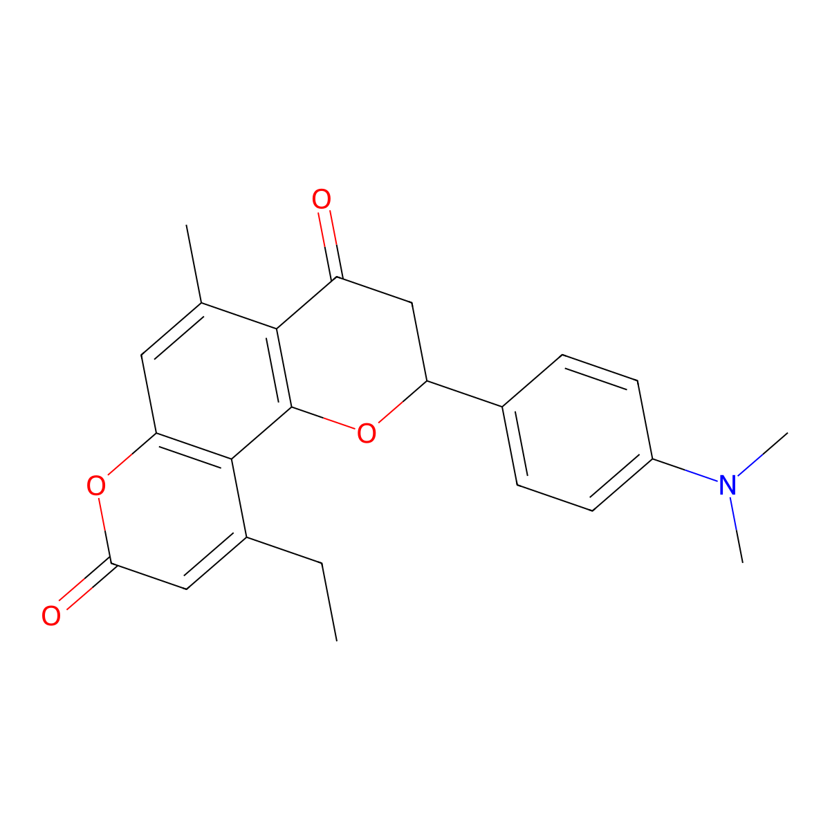 2-[4-(dimethylamino)phenyl]-10-ethyl-5-methyl-2,3-dihydro-4H,8H-pyrano[2,3-f]chromene-4,8-dione molecular structure, CAS 1010928-99-0