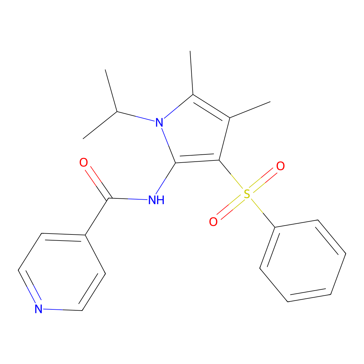 N-[4,5-dimethyl-3-(phenylsulfonyl)-1-(propan-2-yl)-1H-pyrrol-2-yl]pyridine-4-carboxamide molecular structure, CAS 1010929-05-1