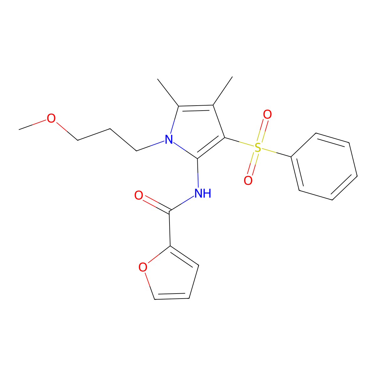 N-[1-(3-methoxypropyl)-4,5-dimethyl-3-(phenylsulfonyl)-1H-pyrrol-2-yl]furan-2-carboxamide molecular structure, CAS 1010929-10-8