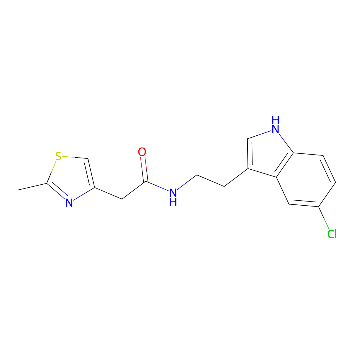 N-[2-(5-chloro-1H-indol-3-yl)ethyl]-2-(2-methyl-1,3-thiazol-4-yl)acetamide molecular structure, CAS 1010929-14-2